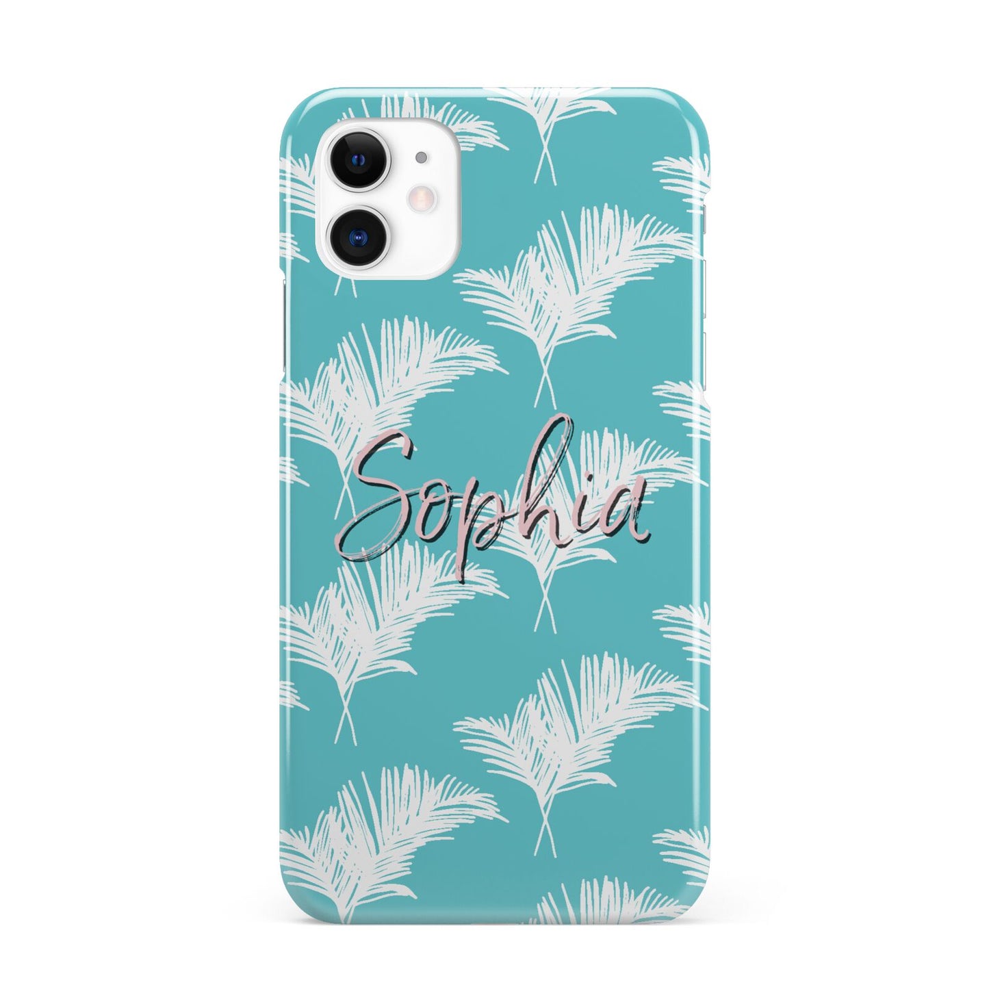 Personalised Blue White Tropical Foliage iPhone 11 3D Snap Case