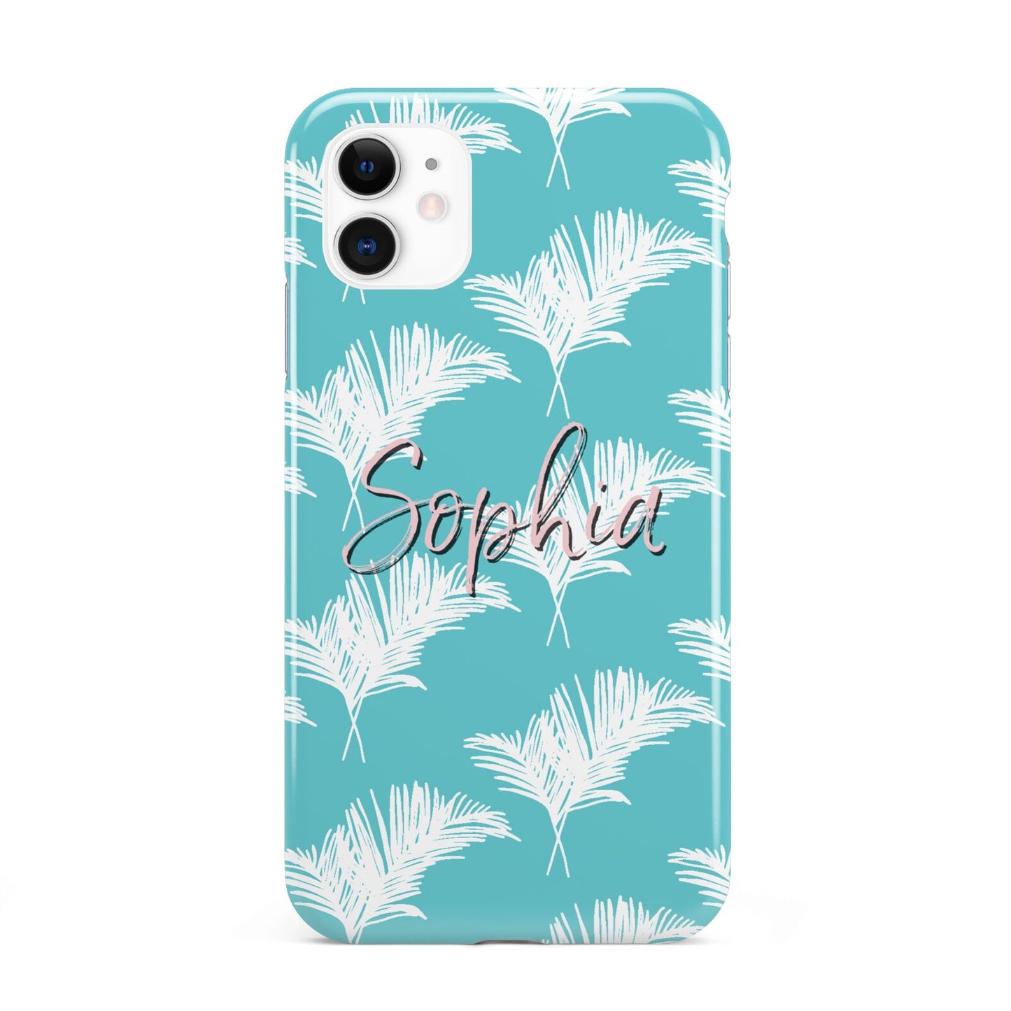 Personalised Blue White Tropical Foliage iPhone 11 3D Tough Case