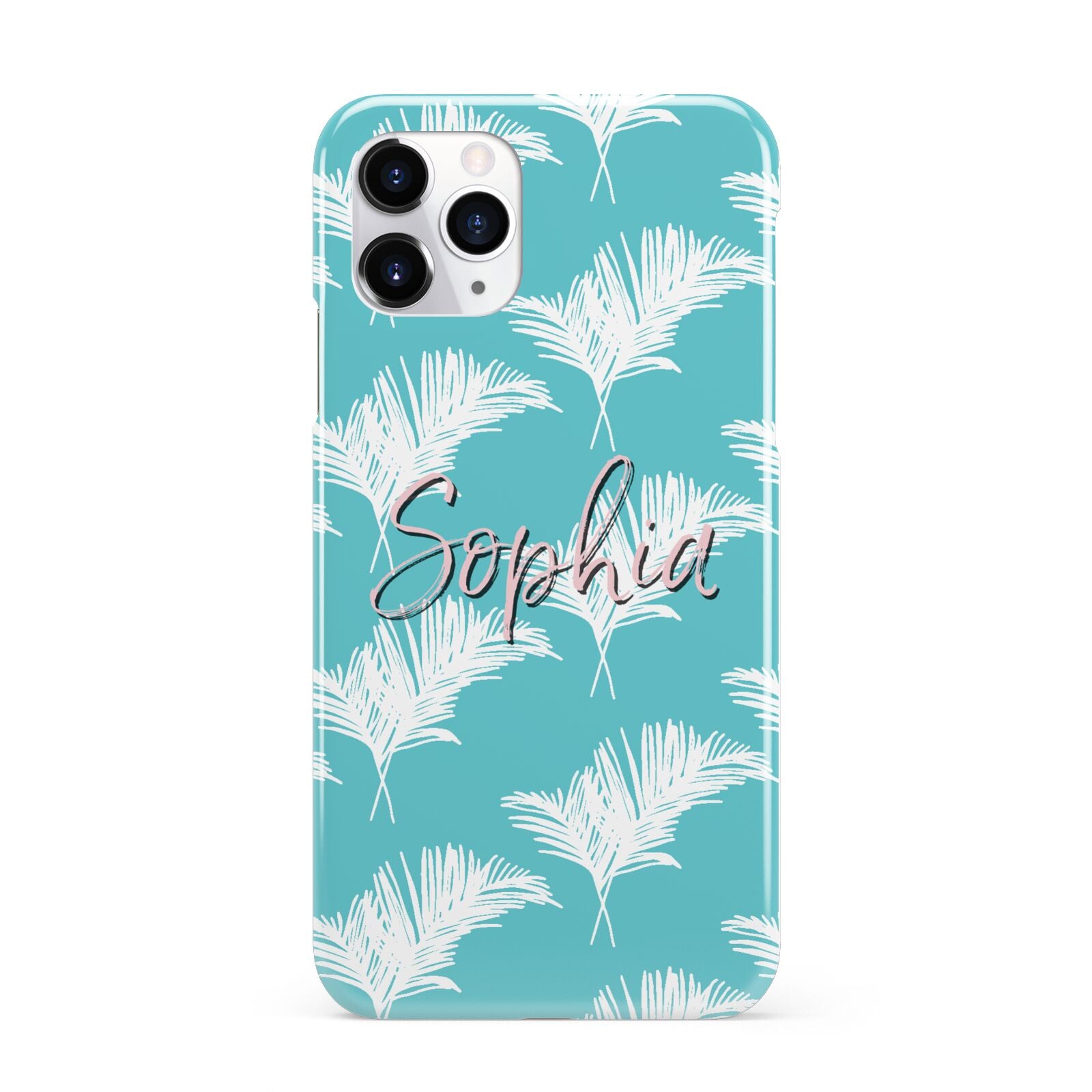 Personalised Blue White Tropical Foliage iPhone 11 Pro 3D Snap Case