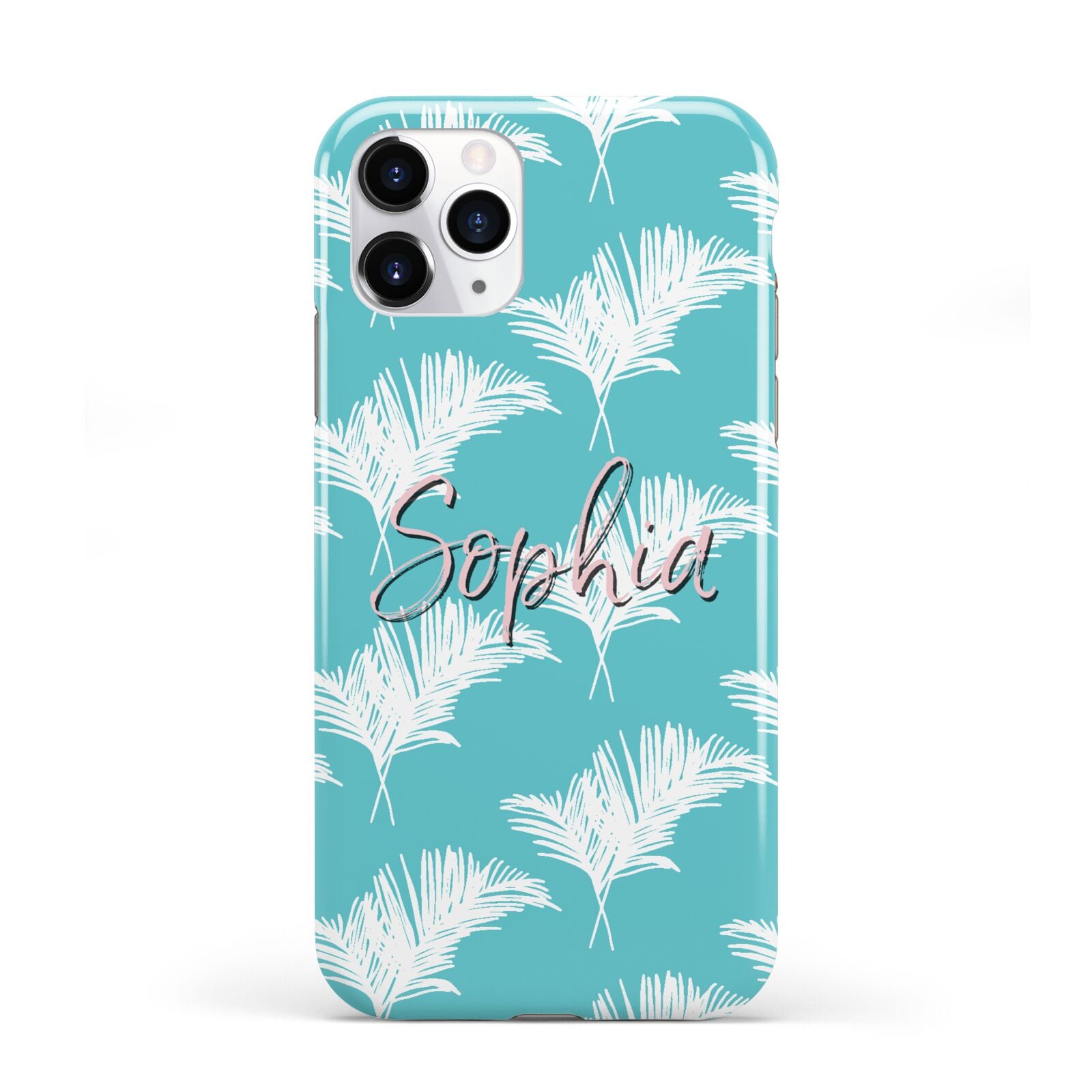 Personalised Blue White Tropical Foliage iPhone 11 Pro 3D Tough Case