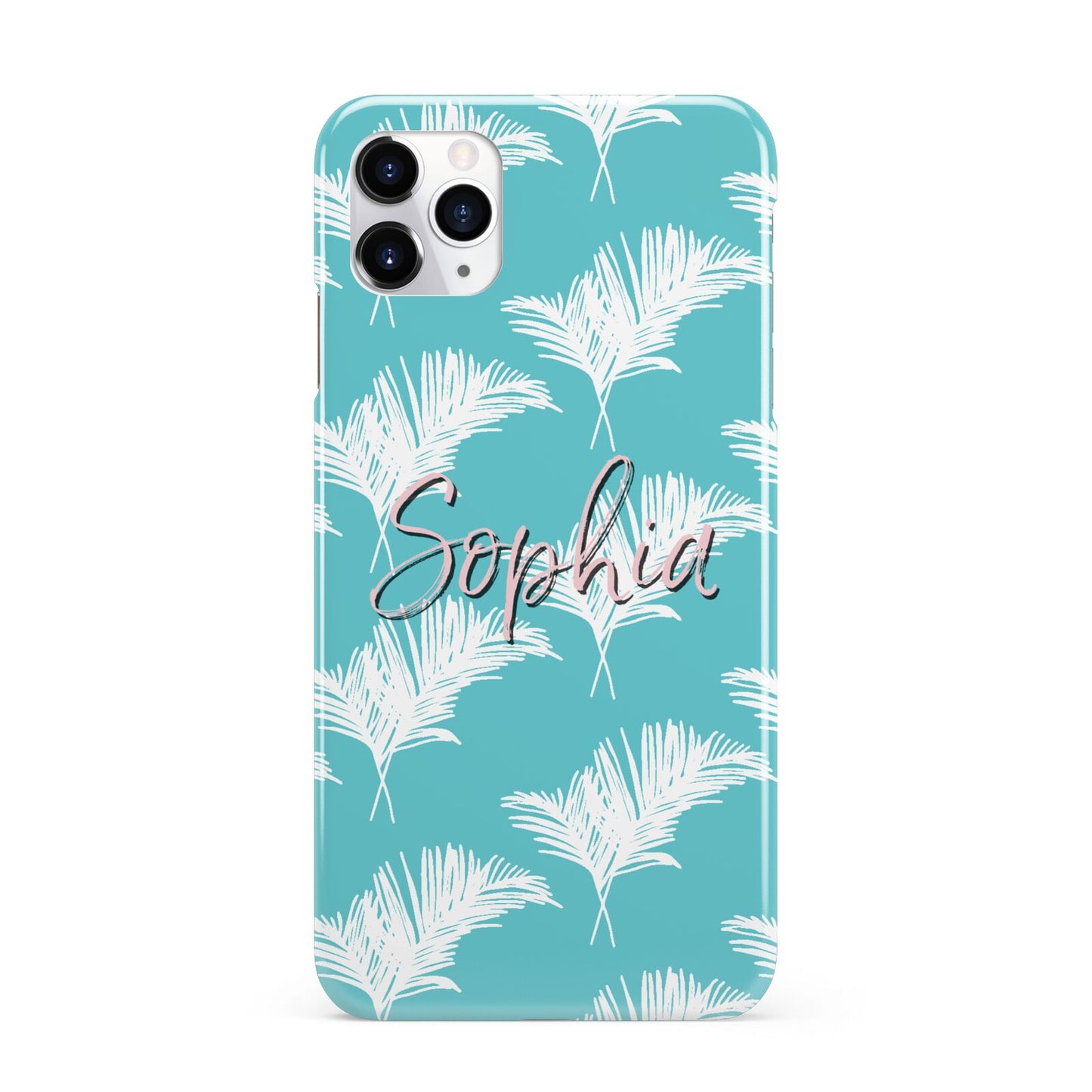 Personalised Blue White Tropical Foliage iPhone 11 Pro Max 3D Snap Case