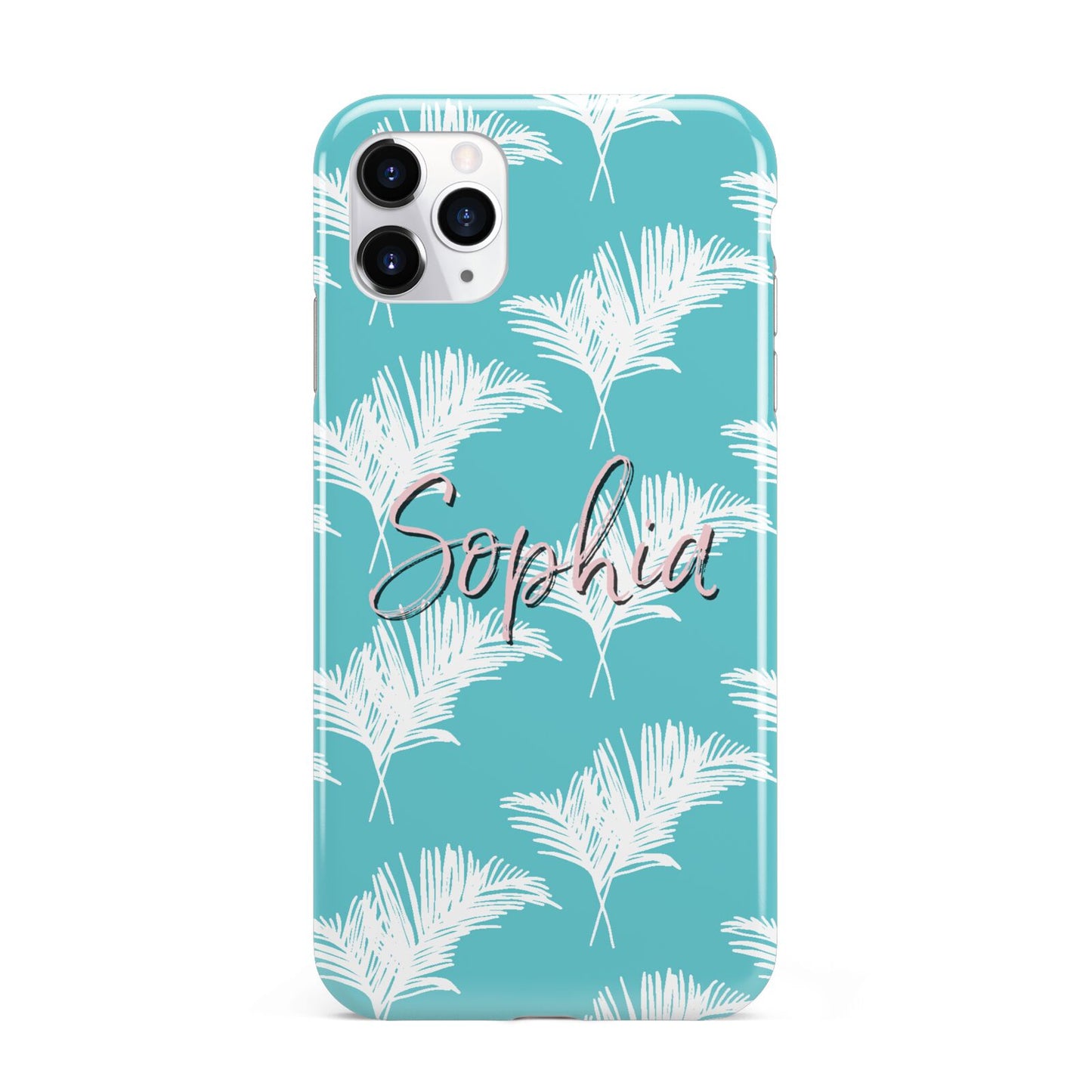 Personalised Blue White Tropical Foliage iPhone 11 Pro Max 3D Tough Case