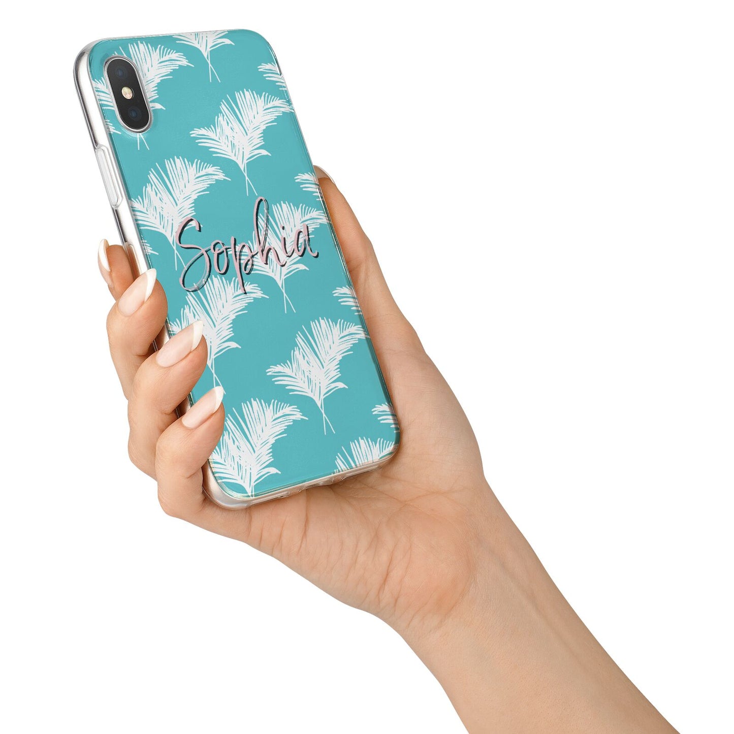 Personalised Blue White Tropical Foliage iPhone X Bumper Case on Silver iPhone Alternative Image 2