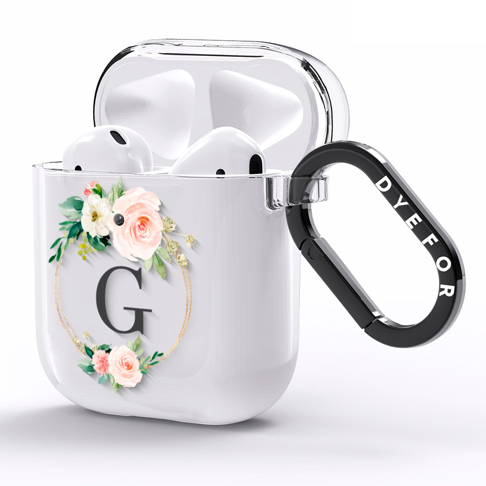 Personalised Blush Floral Wreath AirPods Clear Case Side Image