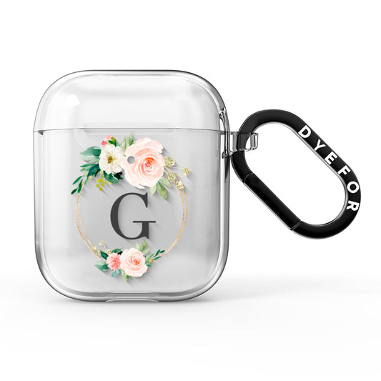 Personalised Blush Floral Wreath AirPods Clear Case