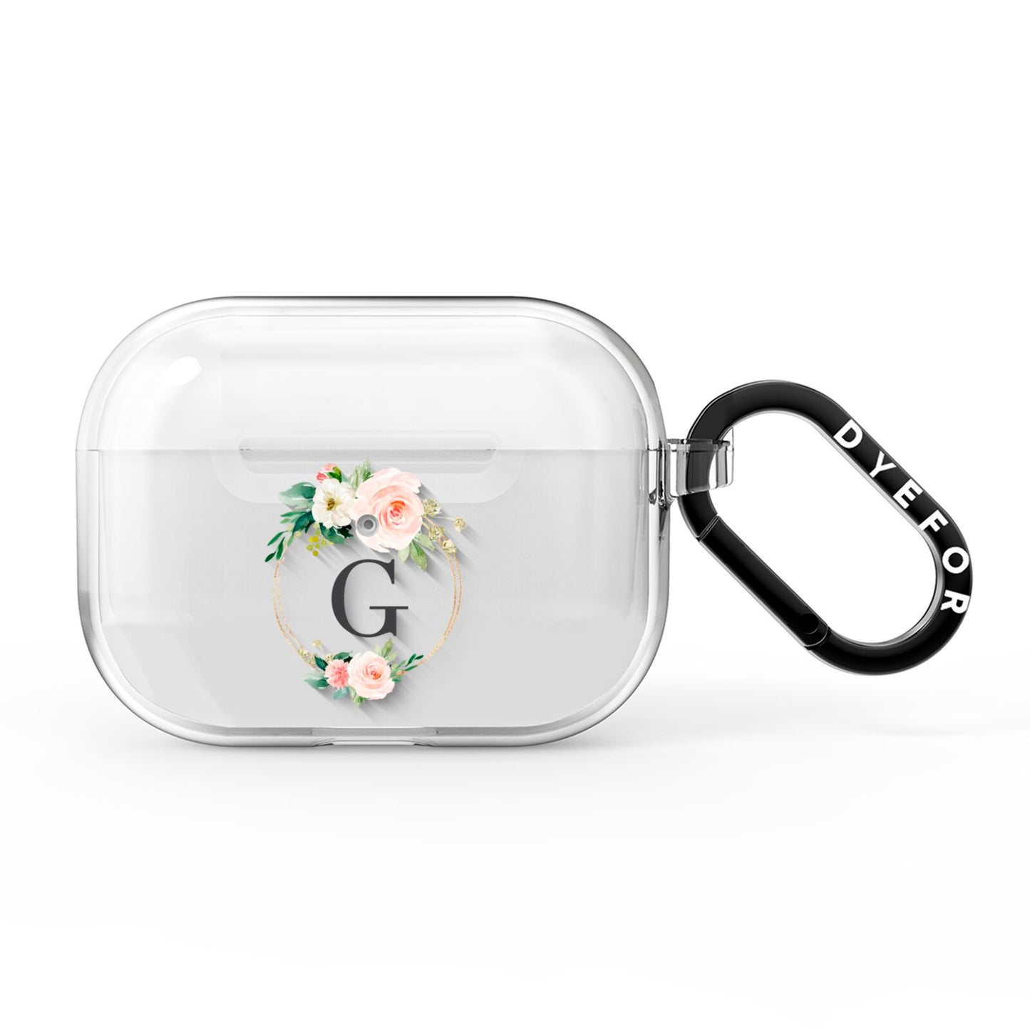 Personalised Blush Floral Wreath AirPods Pro Clear Case