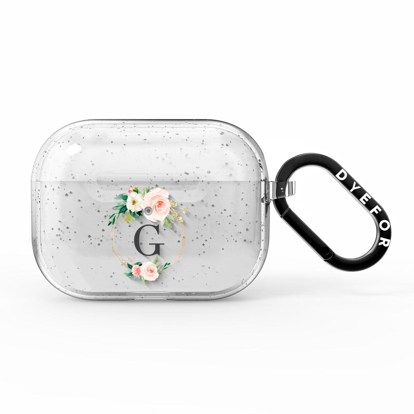 Personalised Blush Floral Wreath AirPods Pro Glitter Case