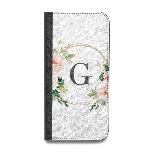 Personalised Blush Floral Wreath Vegan Leather Flip Samsung Case