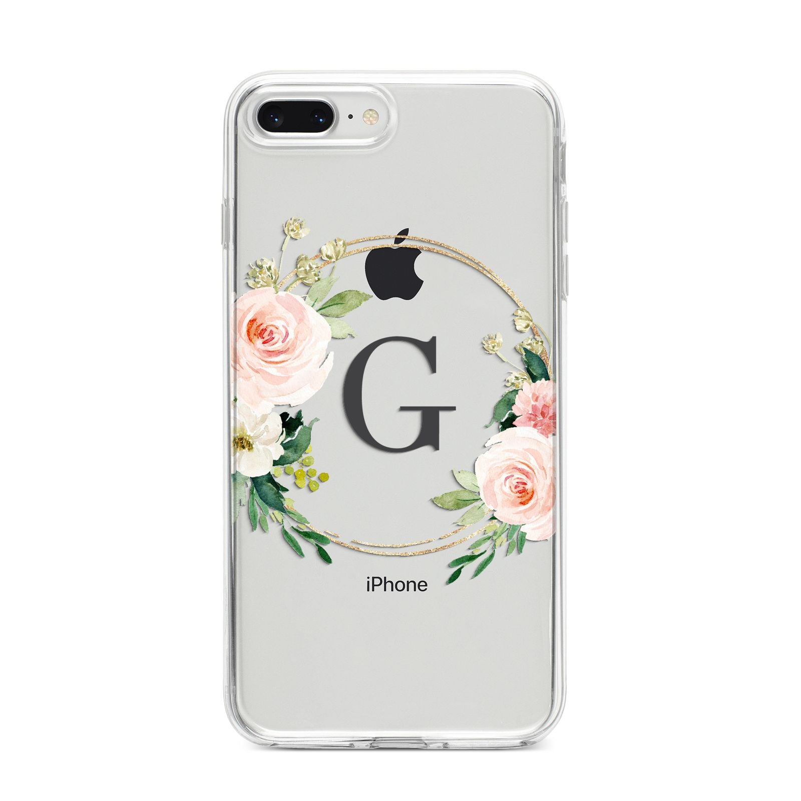 Personalised Blush Floral Wreath iPhone 8 Plus Bumper Case on Silver iPhone