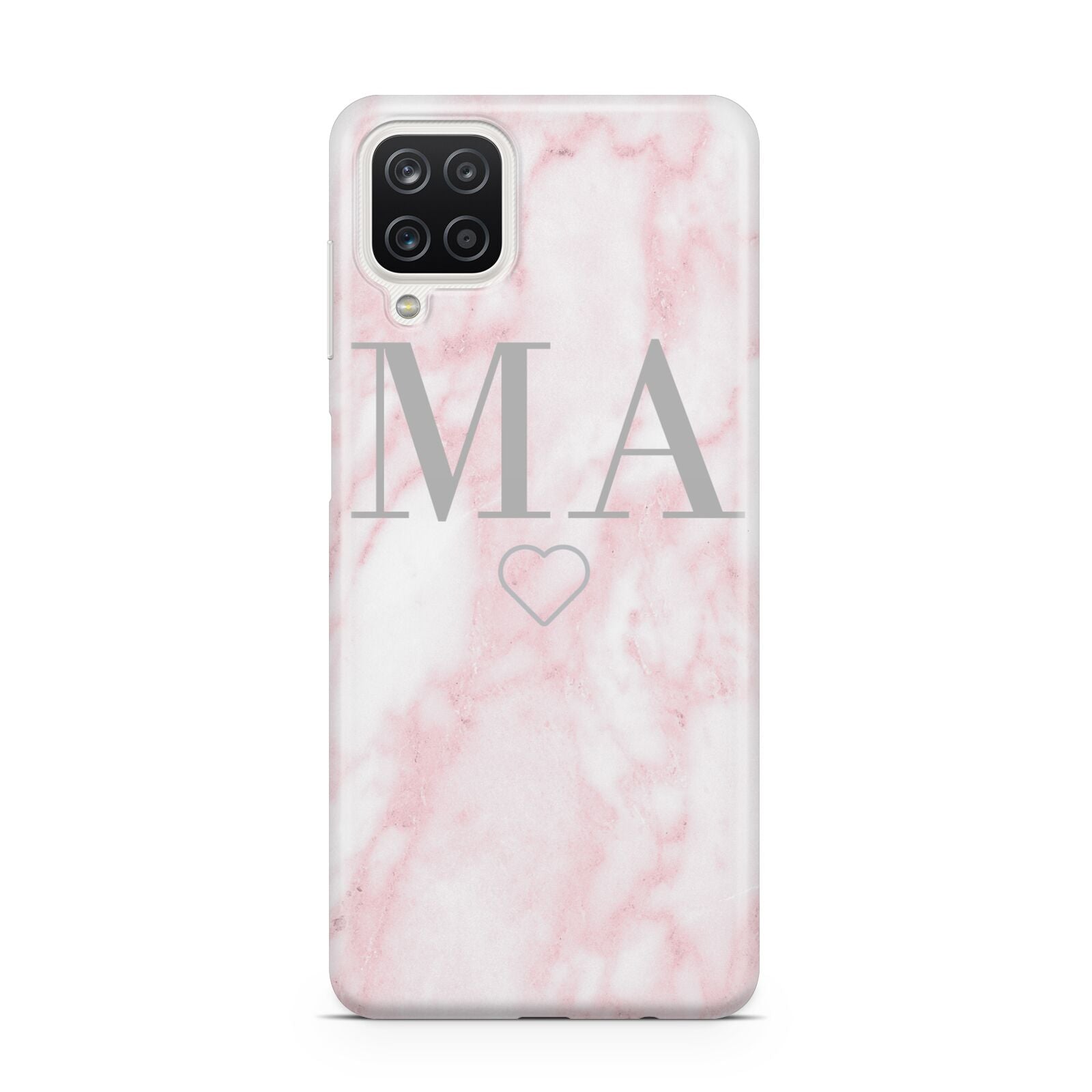 Personalised Blush Marble Initials Samsung A12 Case