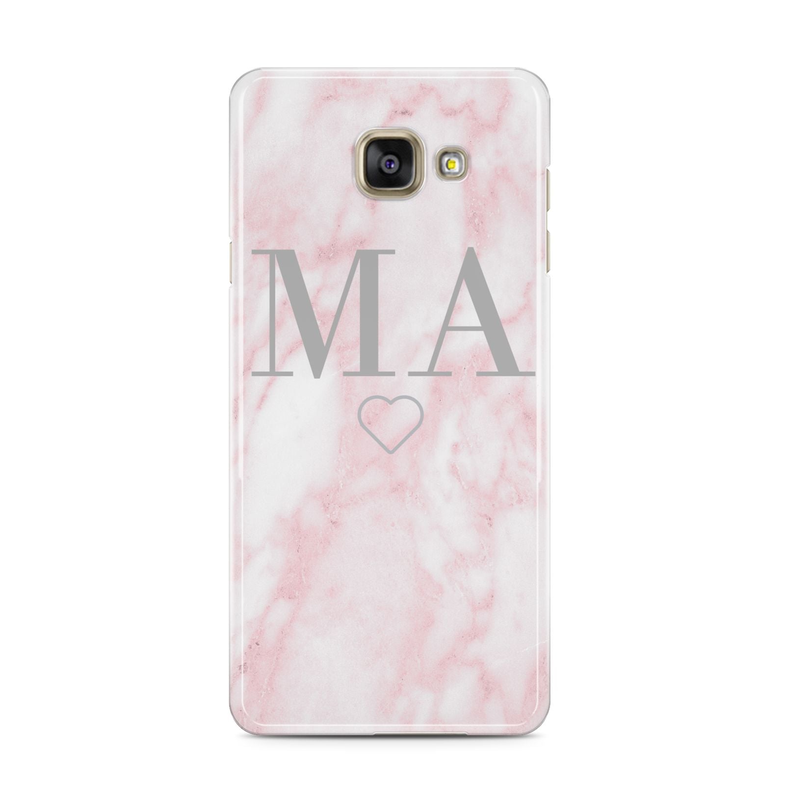 Personalised Blush Marble Initials Samsung Galaxy A3 2016 Case on gold phone