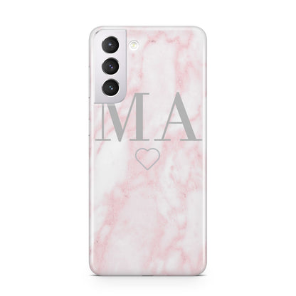 Personalised Blush Marble Initials Samsung S21 Case