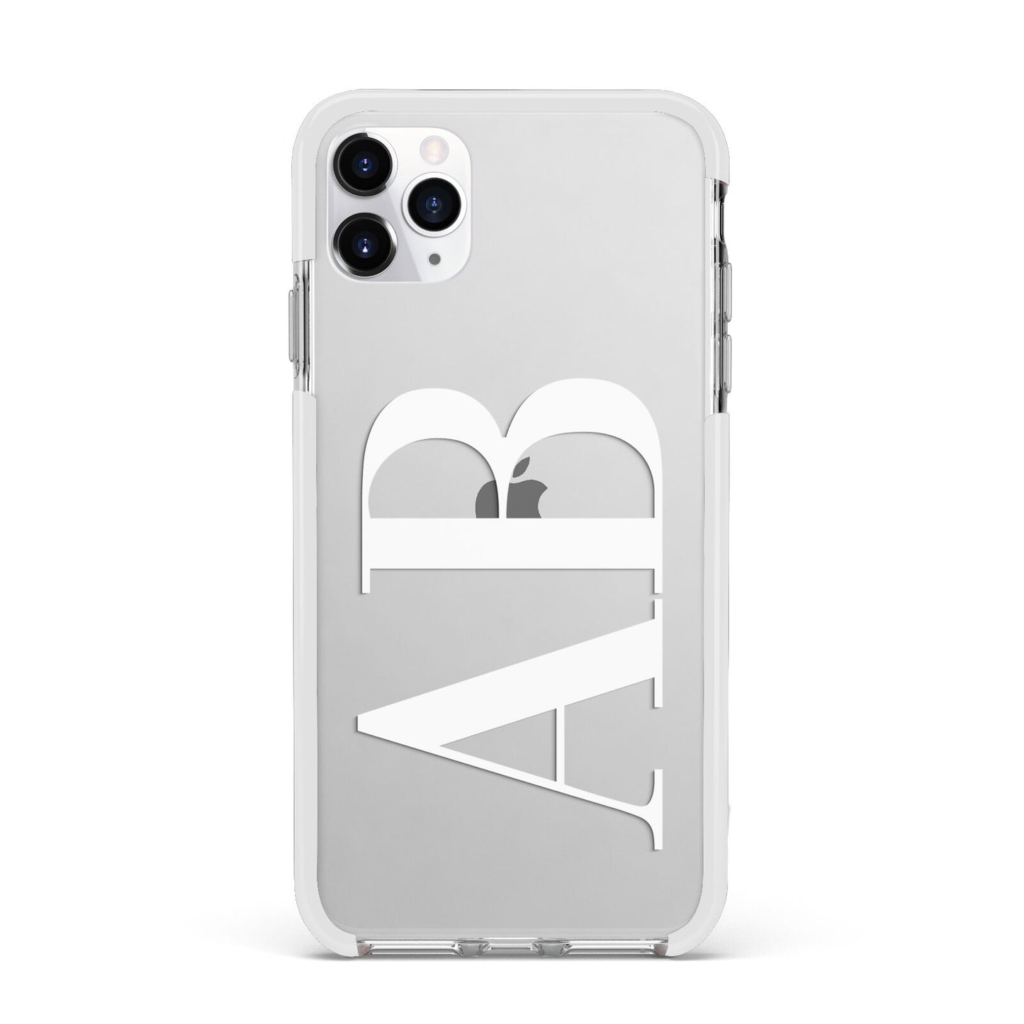 Personalised Bold Font Apple iPhone 11 Pro Max in Silver with White Impact Case