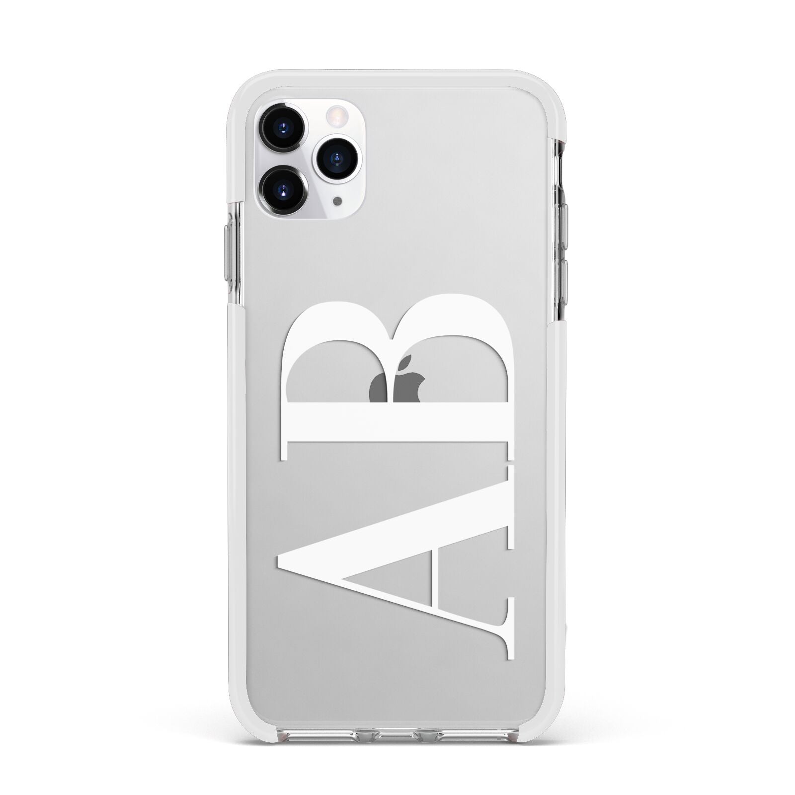 Personalised Bold Font Apple iPhone 11 Pro Max in Silver with White Impact Case