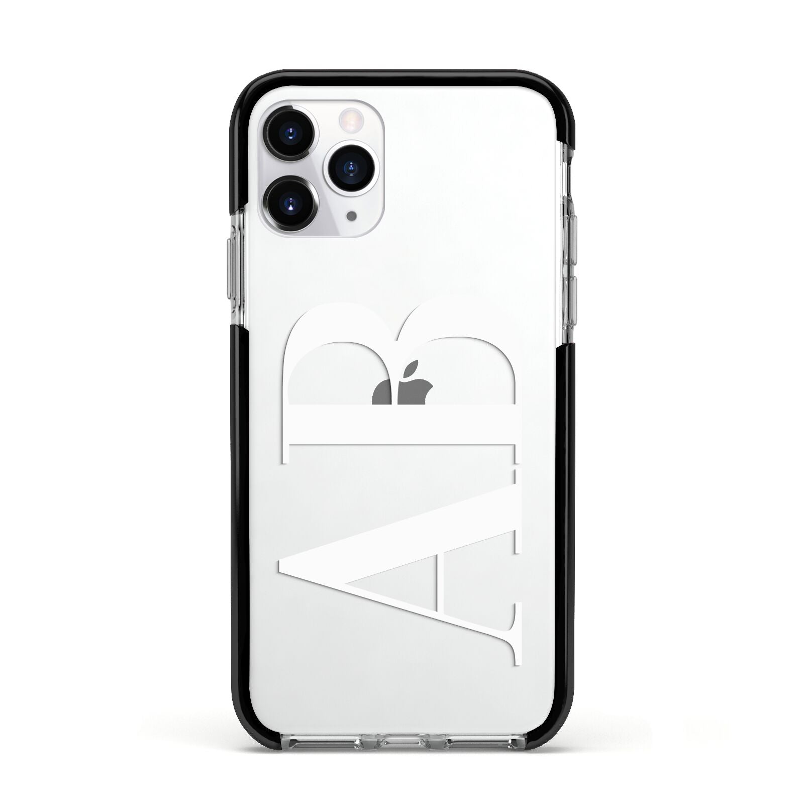 Personalised Bold Font Apple iPhone 11 Pro in Silver with Black Impact Case