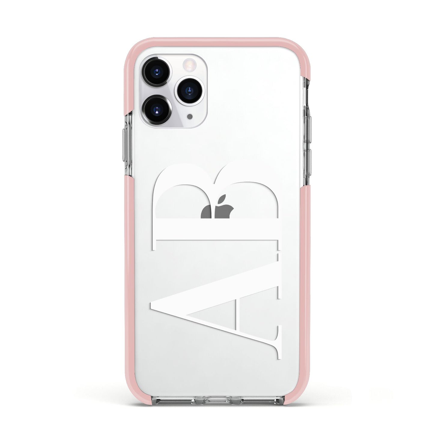 Personalised Bold Font Apple iPhone 11 Pro in Silver with Pink Impact Case