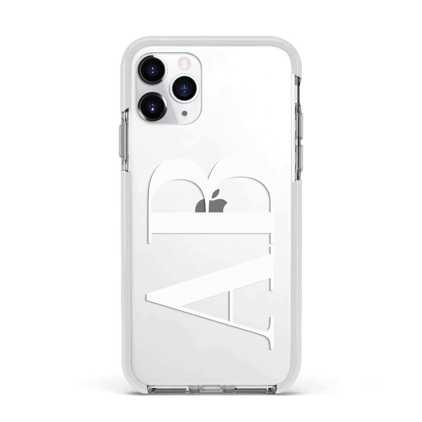 Personalised Bold Font Apple iPhone 11 Pro in Silver with White Impact Case