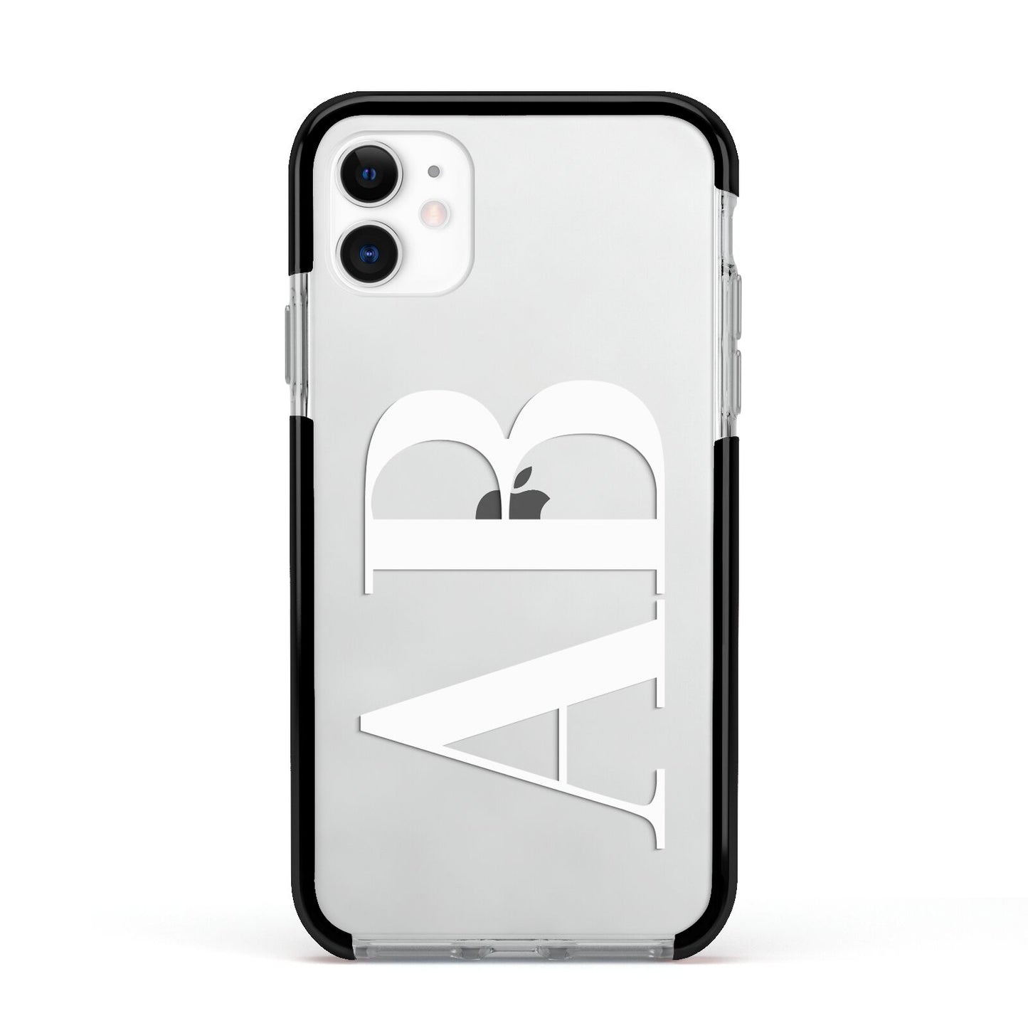 Personalised Bold Font Apple iPhone 11 in White with Black Impact Case