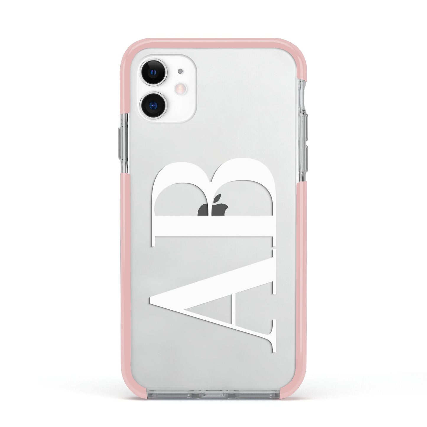 Personalised Bold Font Apple iPhone 11 in White with Pink Impact Case