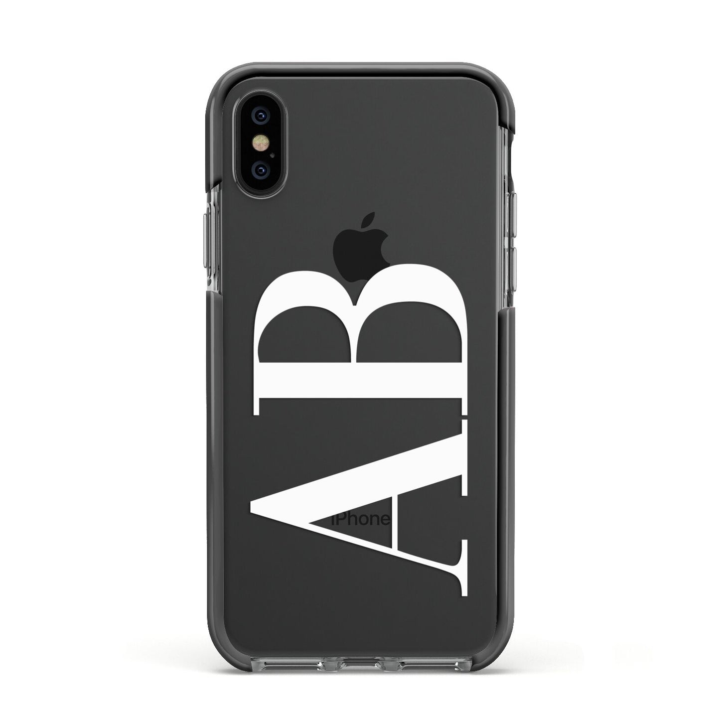 Personalised Bold Font Apple iPhone Xs Impact Case Black Edge on Black Phone