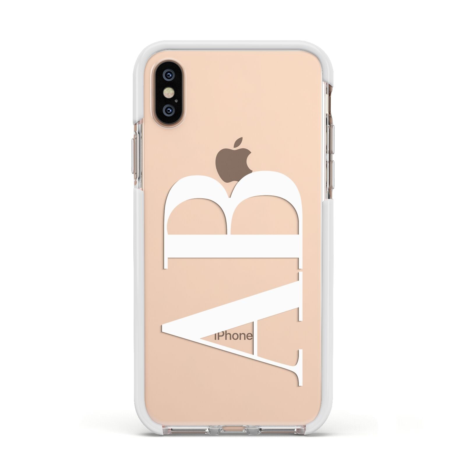 Personalised Bold Font Apple iPhone Xs Impact Case White Edge on Gold Phone