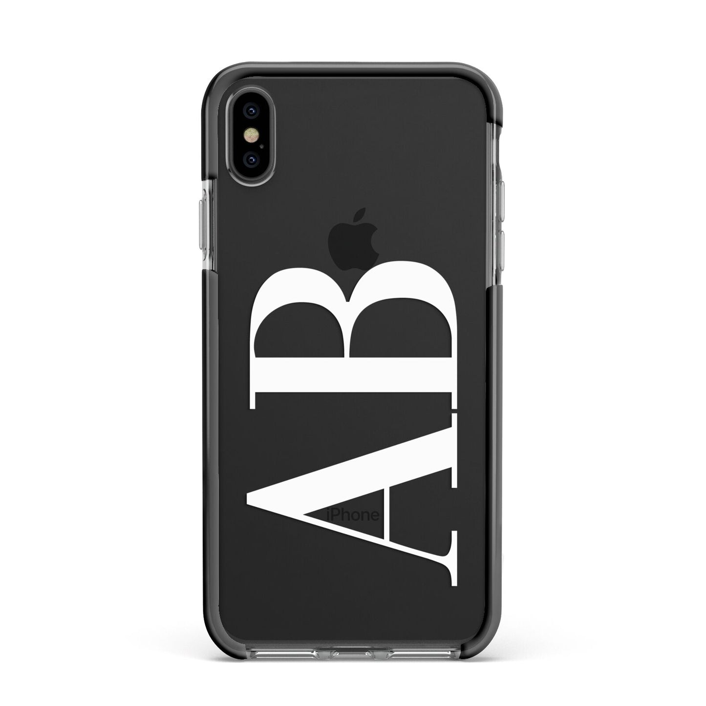 Personalised Bold Font Apple iPhone Xs Max Impact Case Black Edge on Black Phone