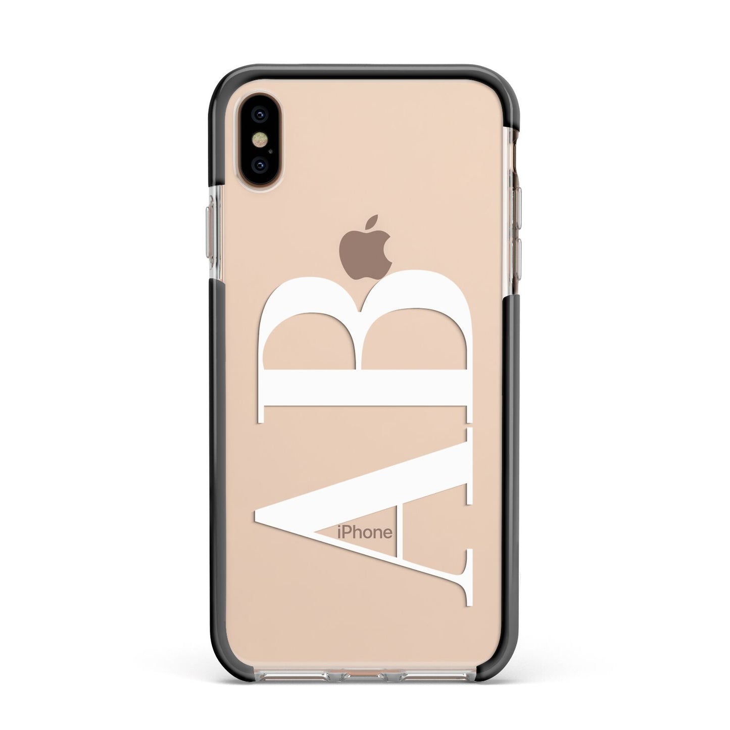 Personalised Bold Font Apple iPhone Xs Max Impact Case Black Edge on Gold Phone