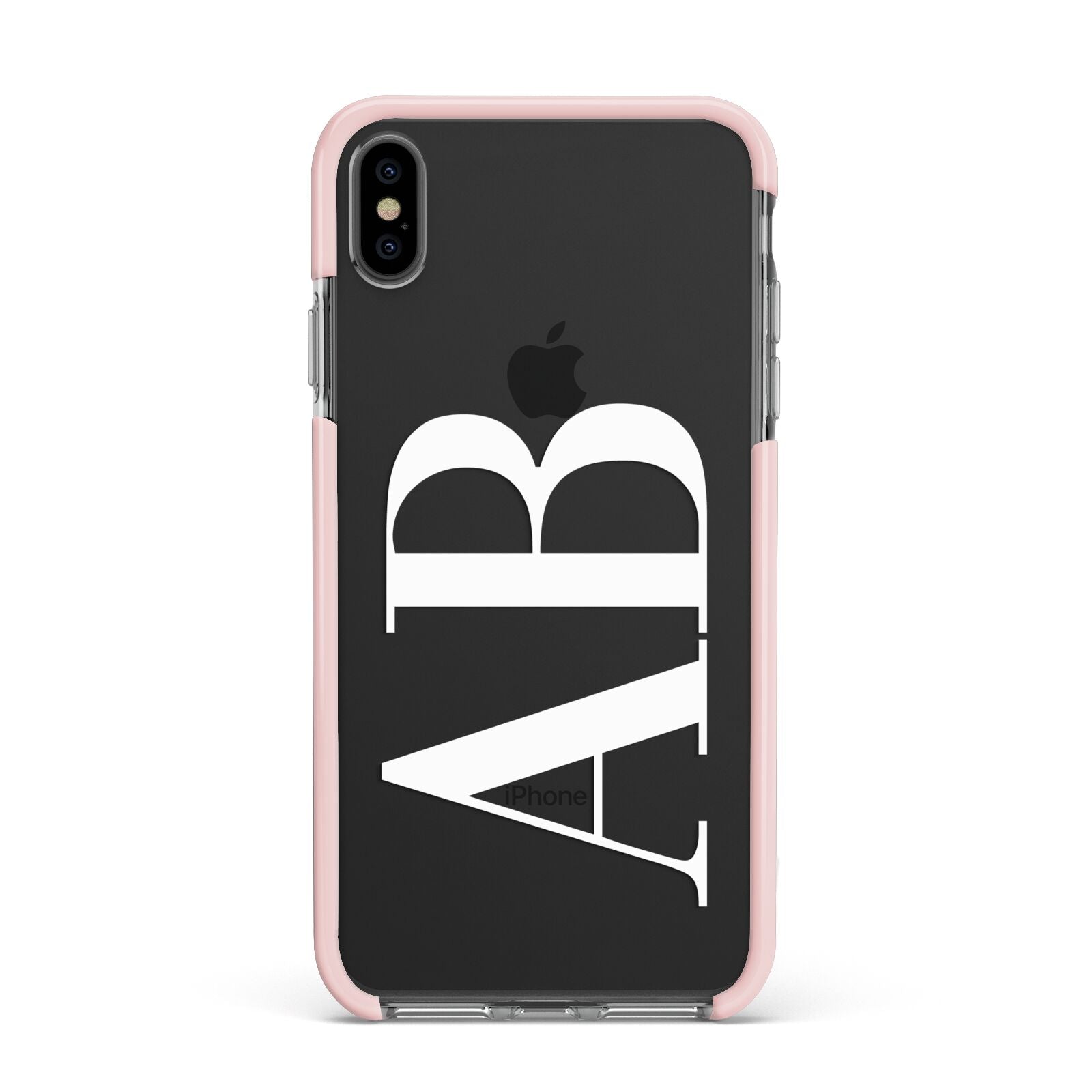 Personalised Bold Font Apple iPhone Xs Max Impact Case Pink Edge on Black Phone