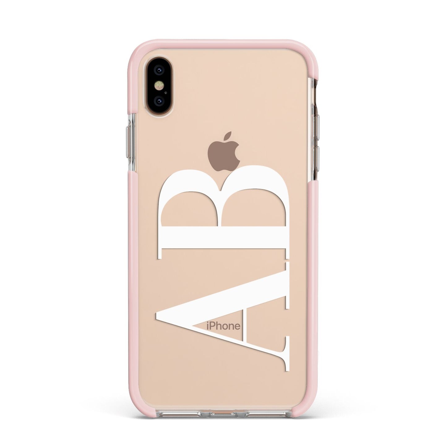 Personalised Bold Font Apple iPhone Xs Max Impact Case Pink Edge on Gold Phone