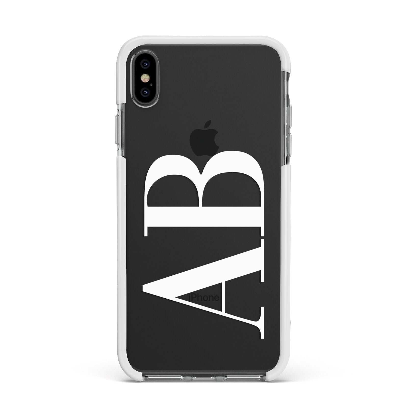 Personalised Bold Font Apple iPhone Xs Max Impact Case White Edge on Black Phone