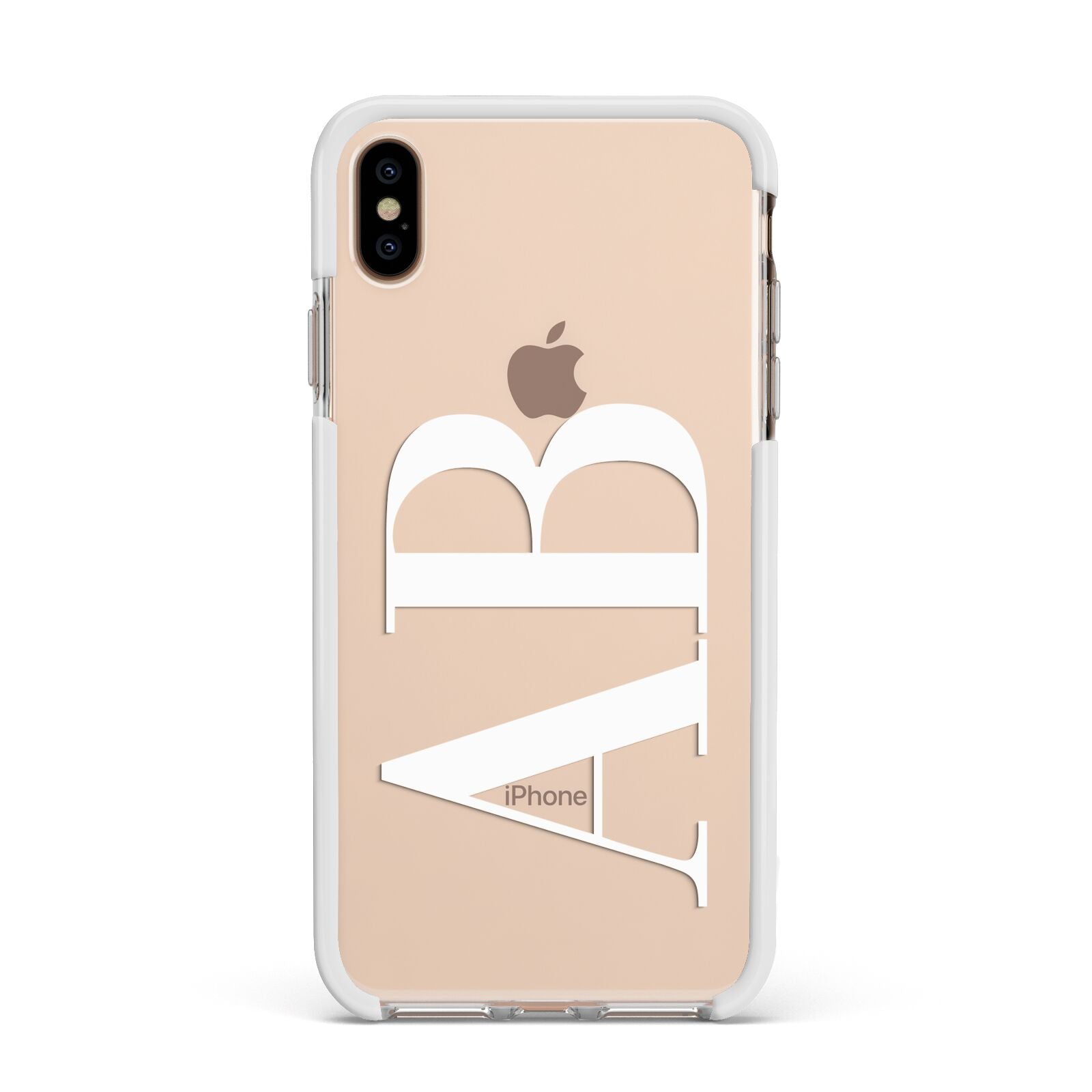 Personalised Bold Font Apple iPhone Xs Max Impact Case White Edge on Gold Phone