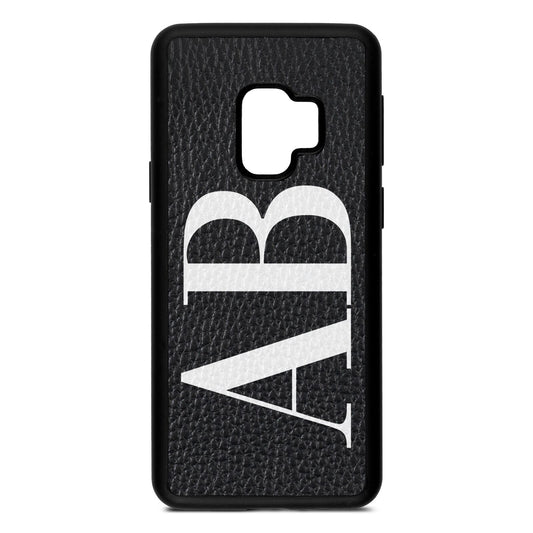 Personalised Bold Font Black Pebble Leather Samsung S9 Case