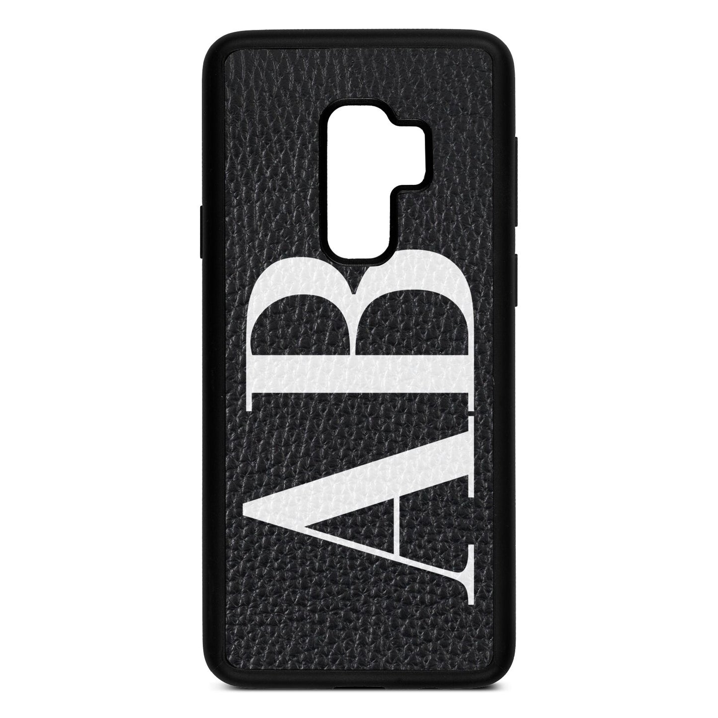 Personalised Bold Font Black Pebble Leather Samsung S9 Plus Case