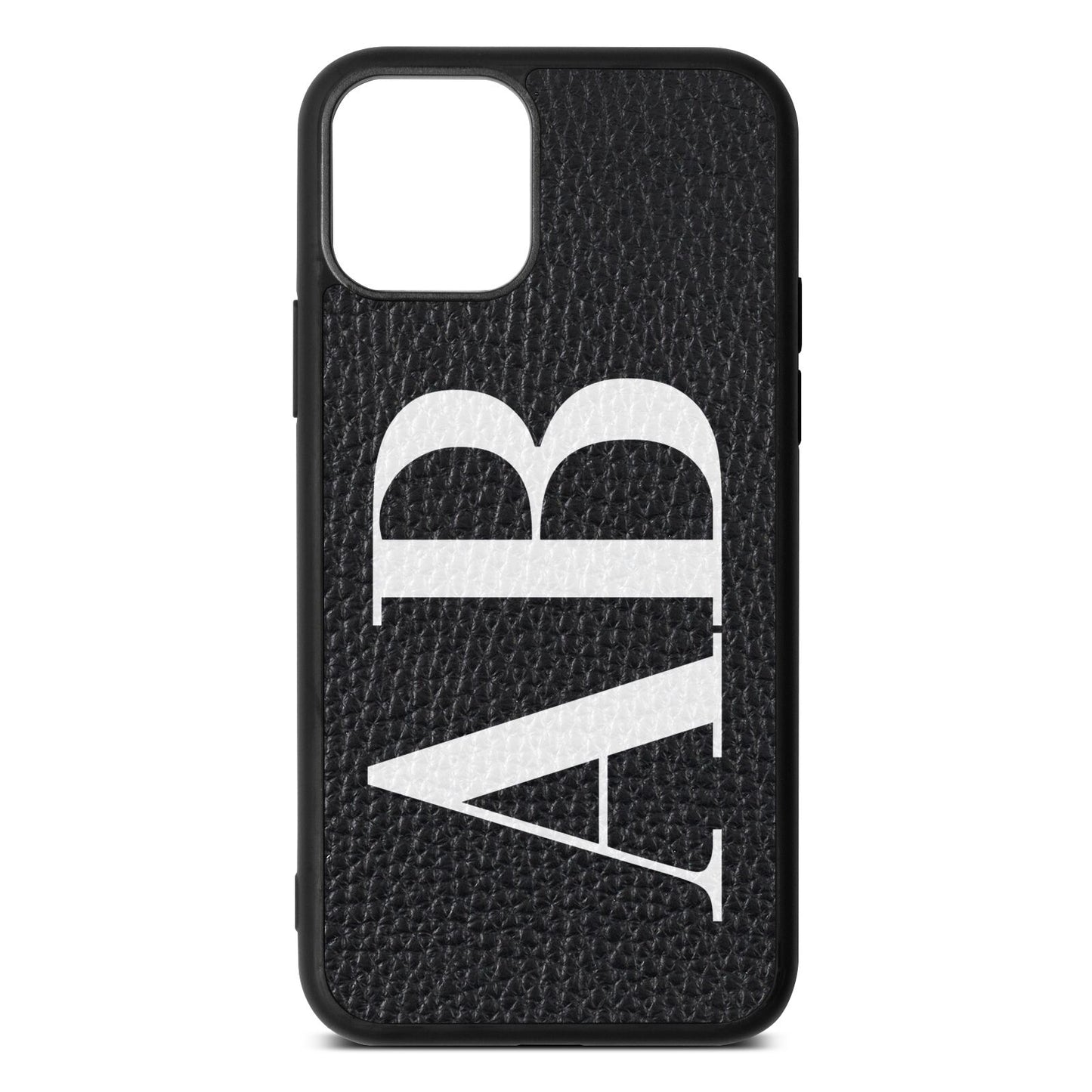 Personalised Bold Font Black Pebble Leather iPhone 11 Case