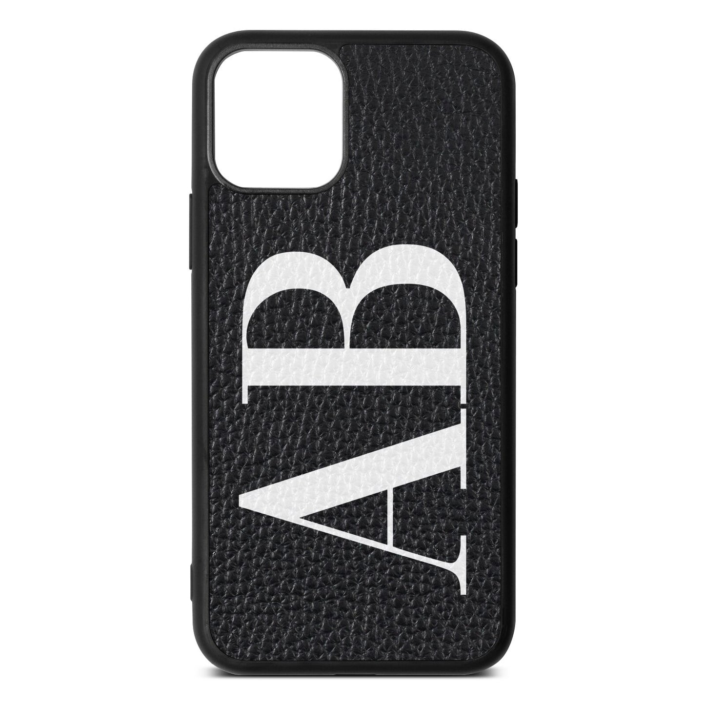 Personalised Bold Font Black Pebble Leather iPhone 11 Pro Case