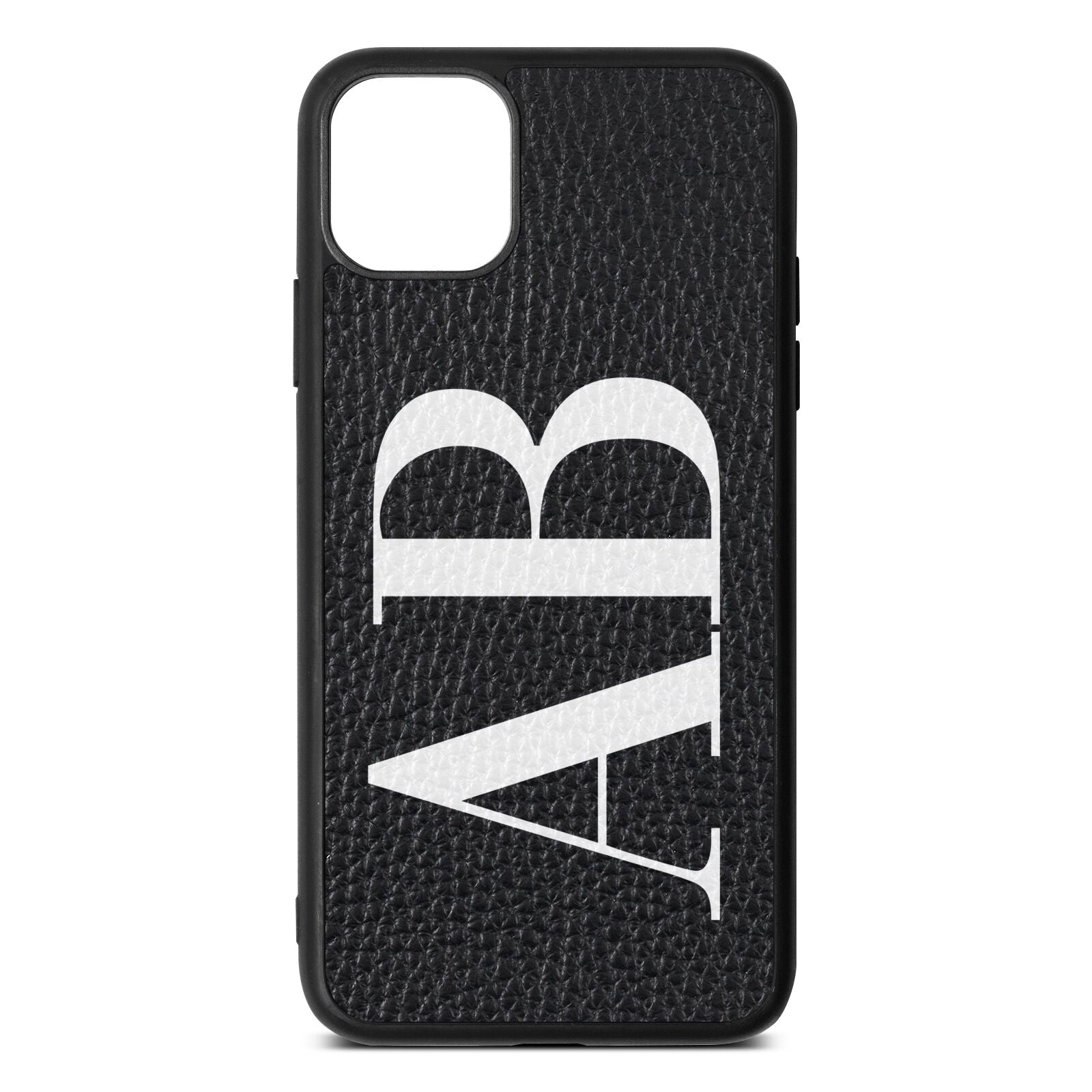 Personalised Bold Font Black Pebble Leather iPhone 11 Pro Max Case