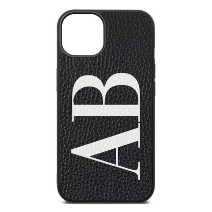 Personalised Bold Font Black Pebble Leather iPhone 13 Case