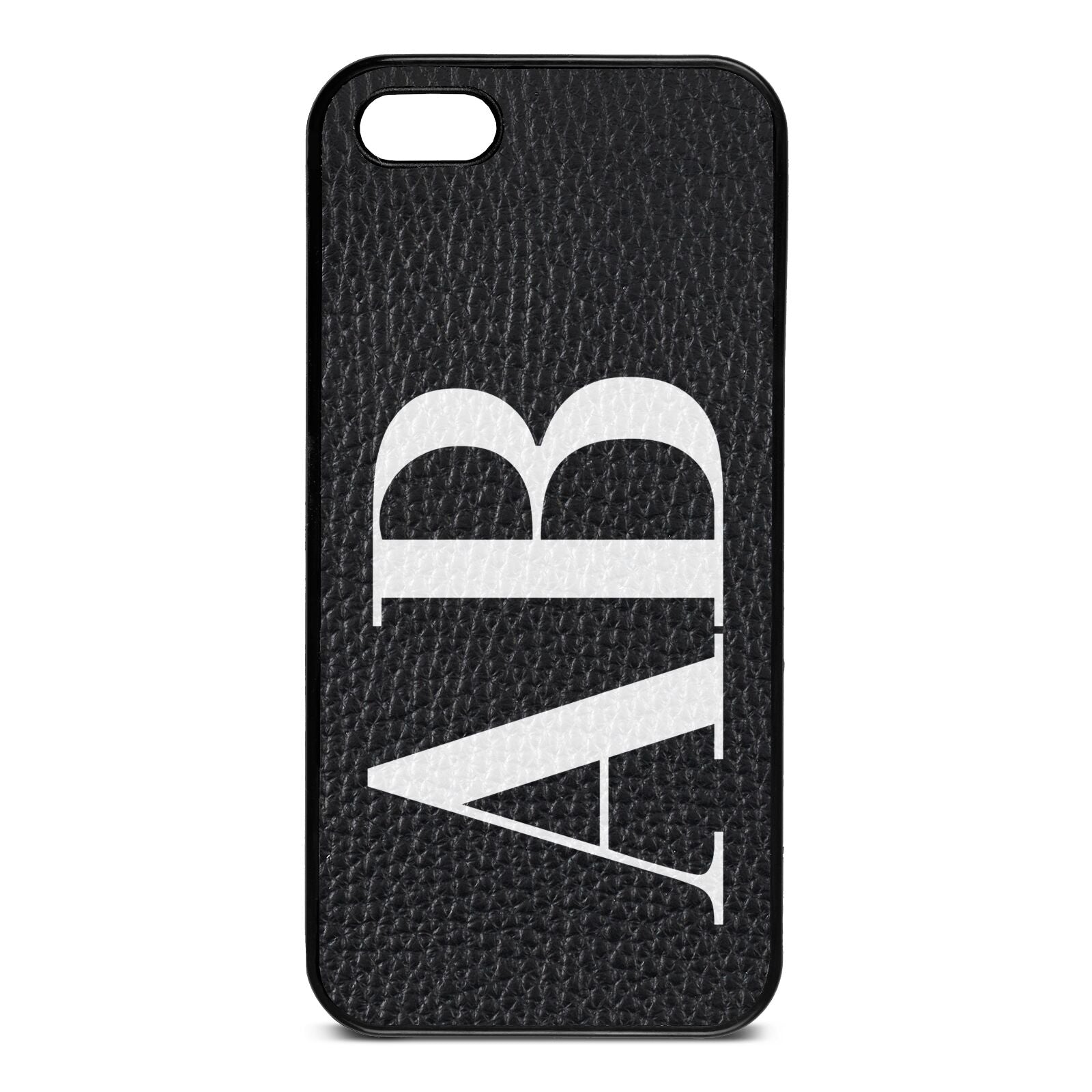 Personalised Bold Font Black Pebble Leather iPhone 5 Case