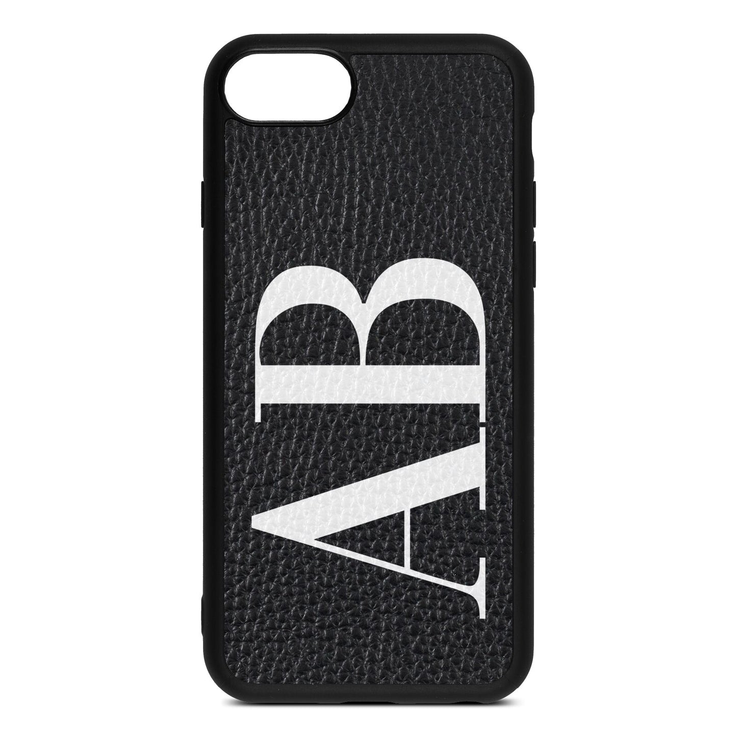 Personalised Bold Font Black Pebble Leather iPhone 8 Case