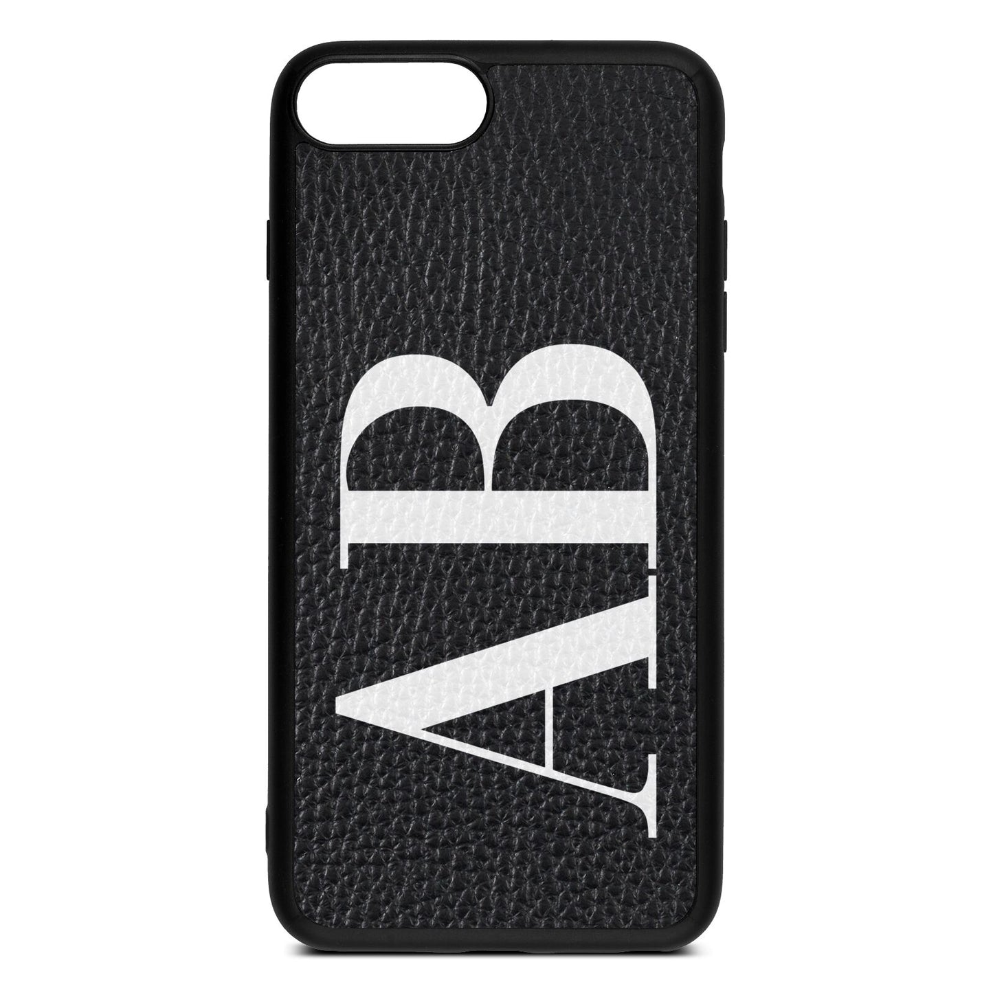 Personalised Bold Font Black Pebble Leather iPhone 8 Plus Case