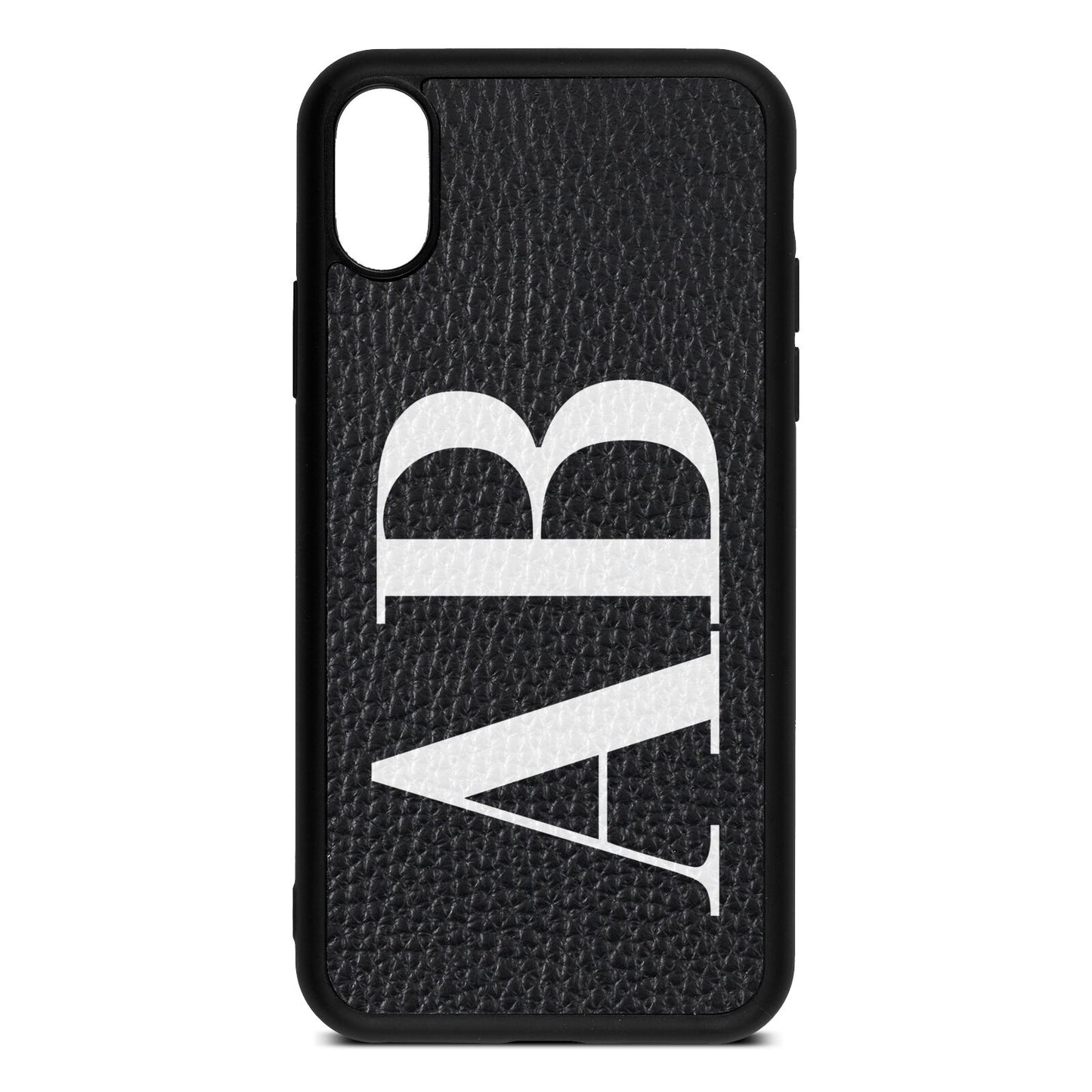 Personalised Bold Font Black Pebble Leather iPhone Xs Case