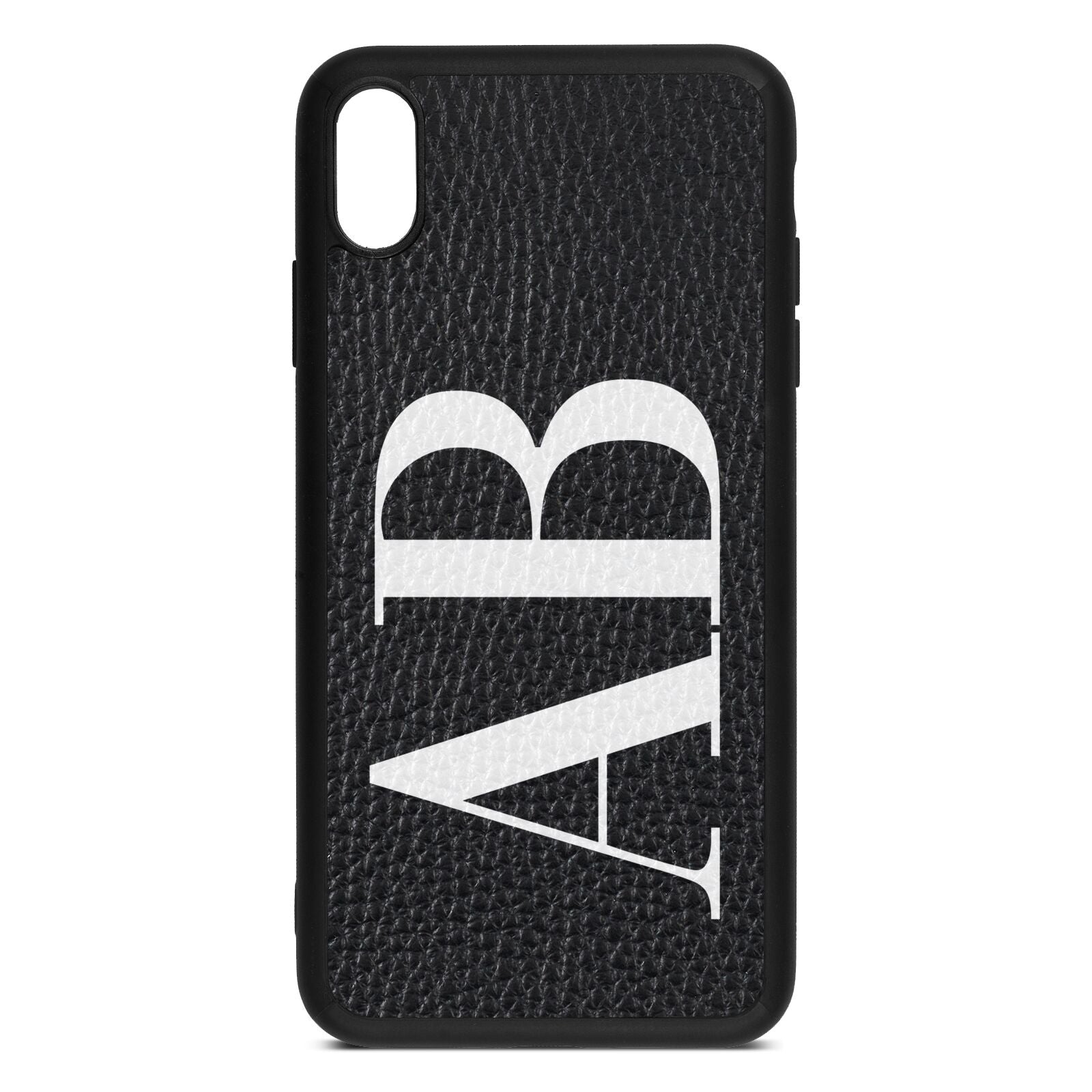 Personalised Bold Font Black Pebble Leather iPhone Xs Max Case