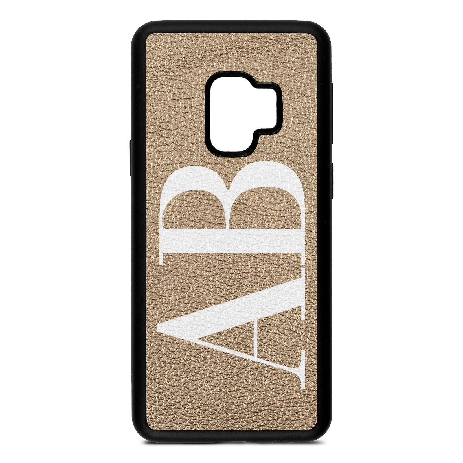 Personalised Bold Font Gold Pebble Leather Samsung S9 Case