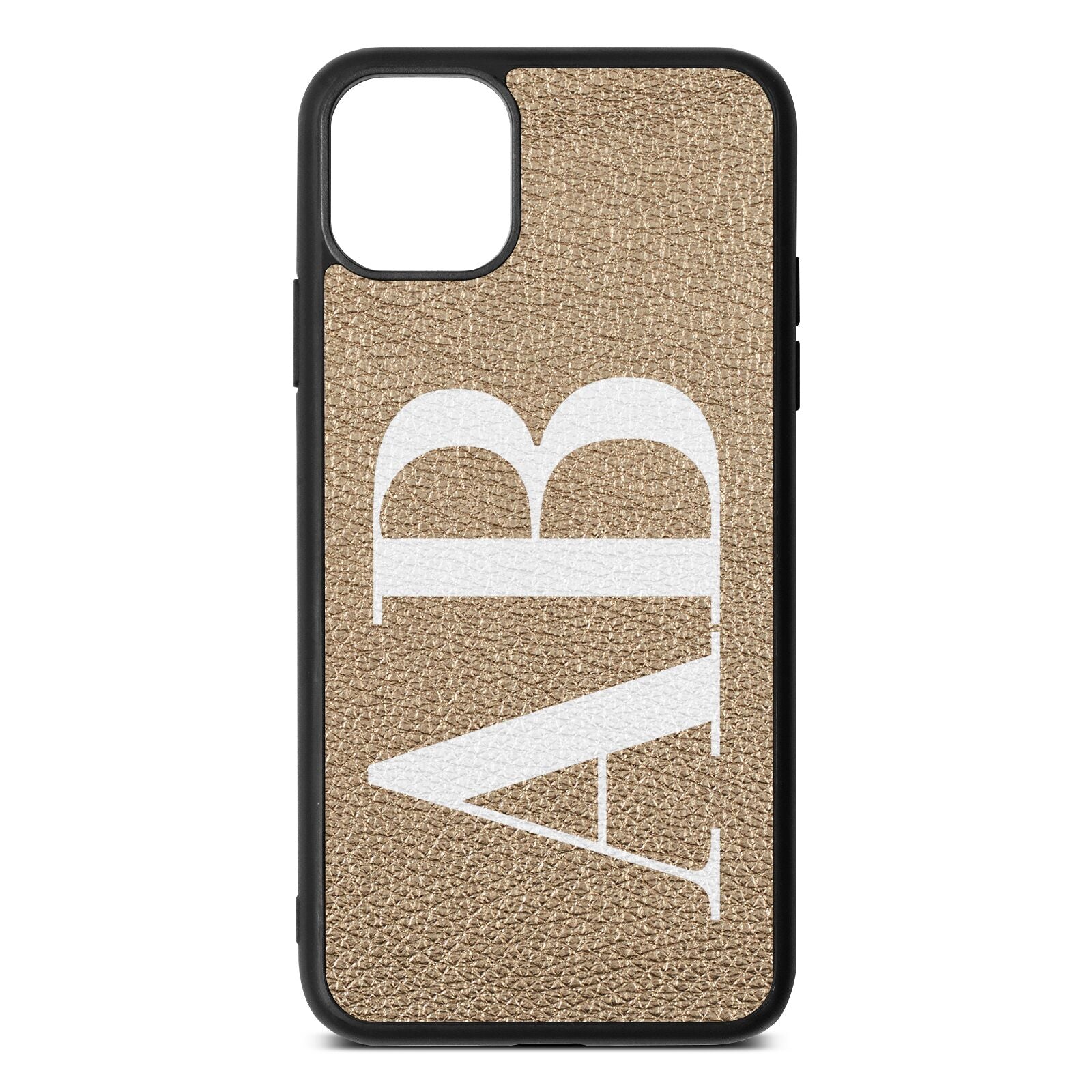 Personalised Bold Font Gold Pebble Leather iPhone 11 Pro Max Case