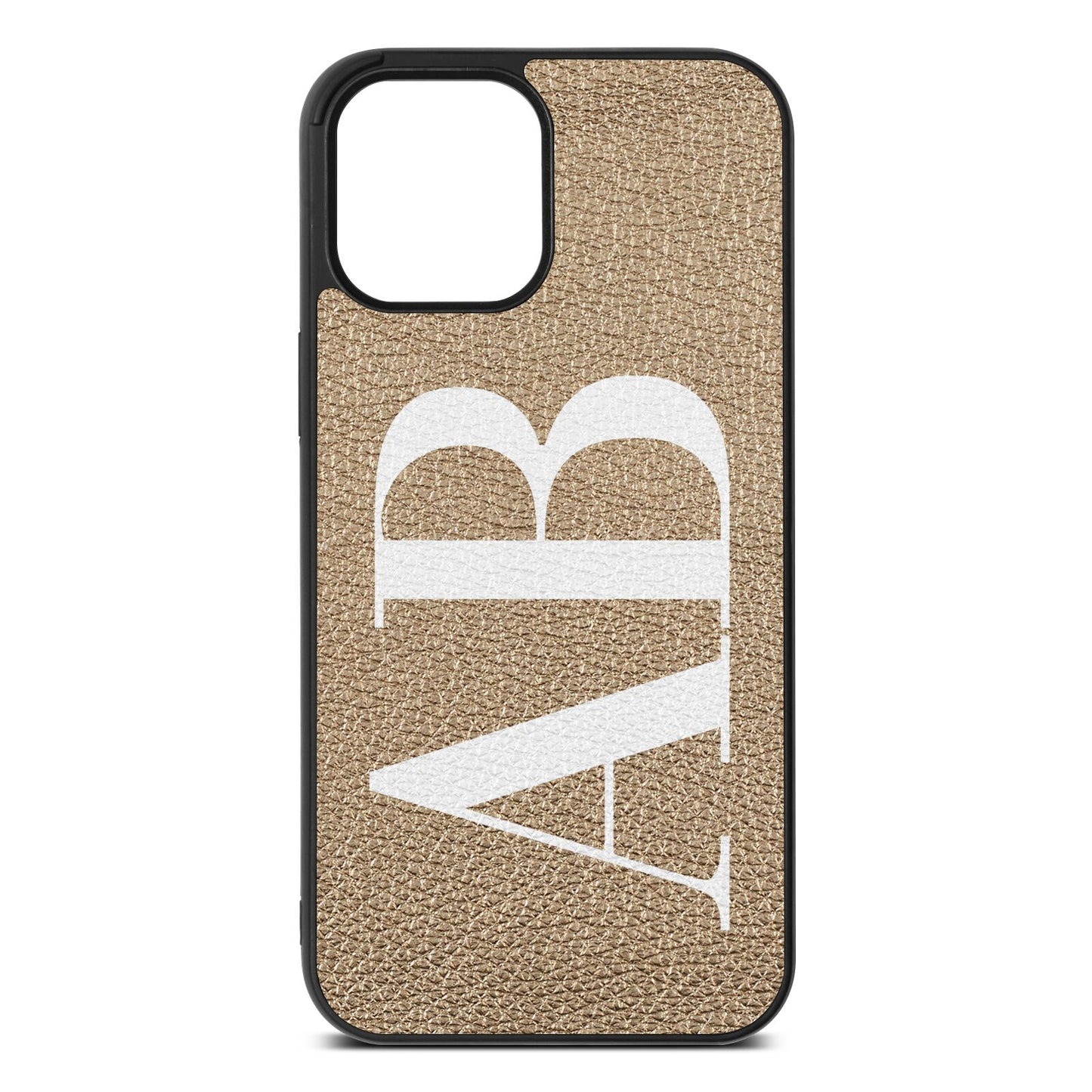 Personalised Bold Font Gold Pebble Leather iPhone 12 Pro Max Case