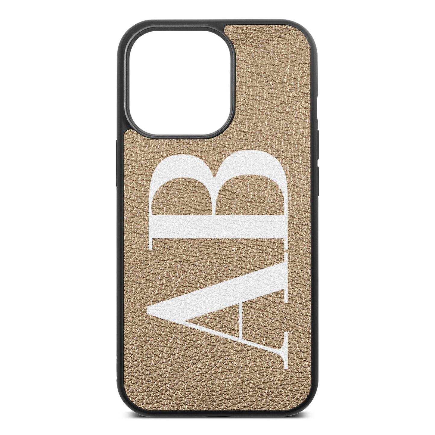 Personalised Bold Font Gold Pebble Leather iPhone 13 Pro Case