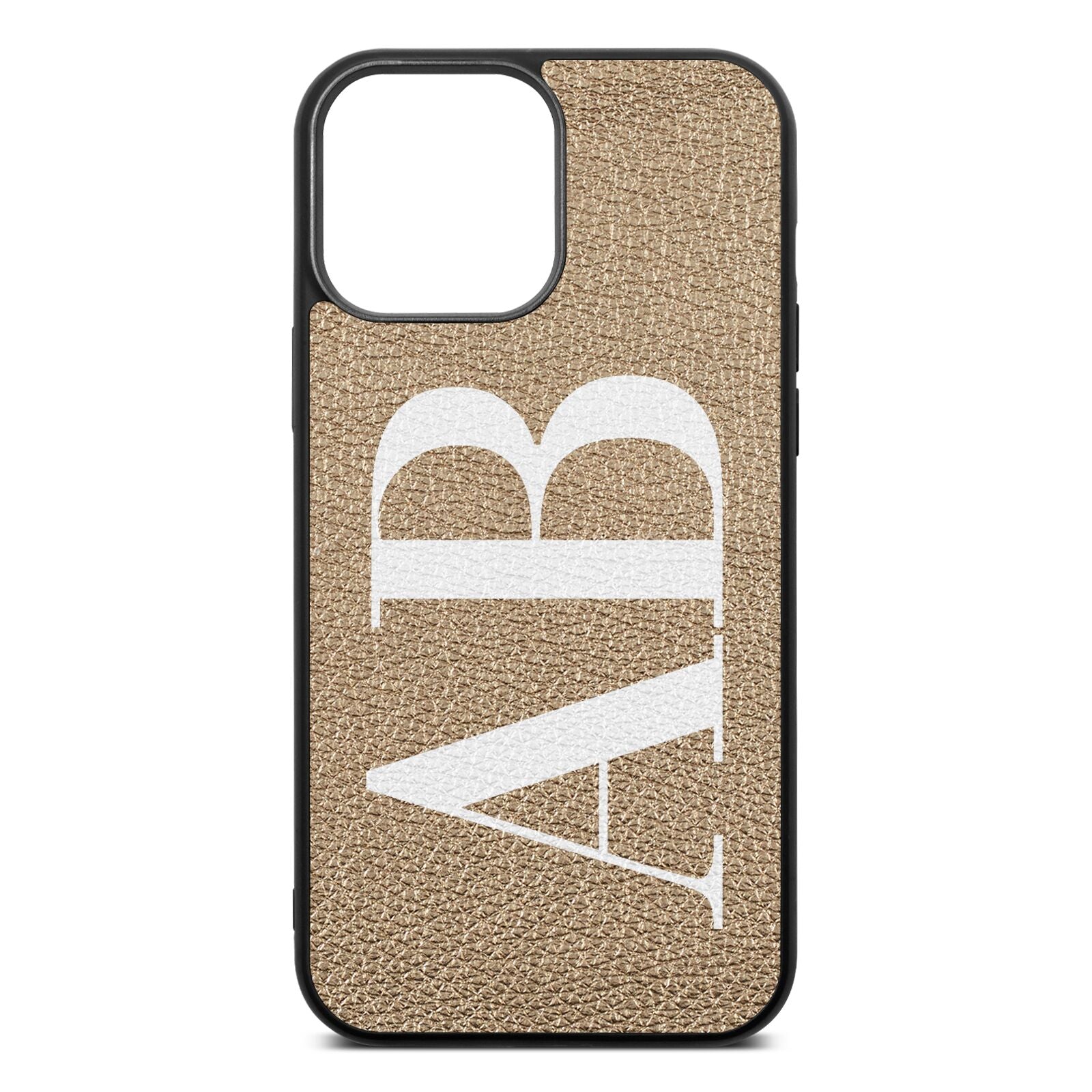 Personalised Bold Font Gold Pebble Leather iPhone 13 Pro Max Case