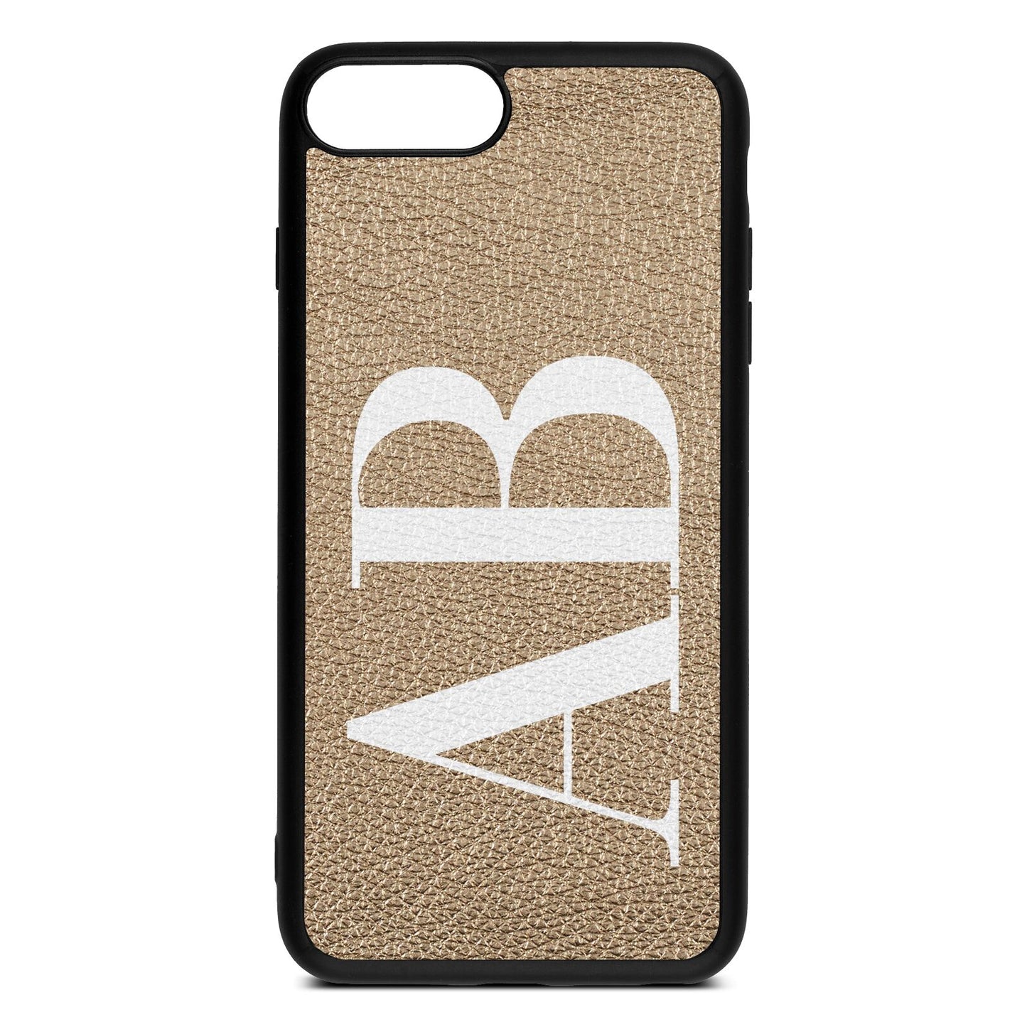 Personalised Bold Font Gold Pebble Leather iPhone 8 Plus Case