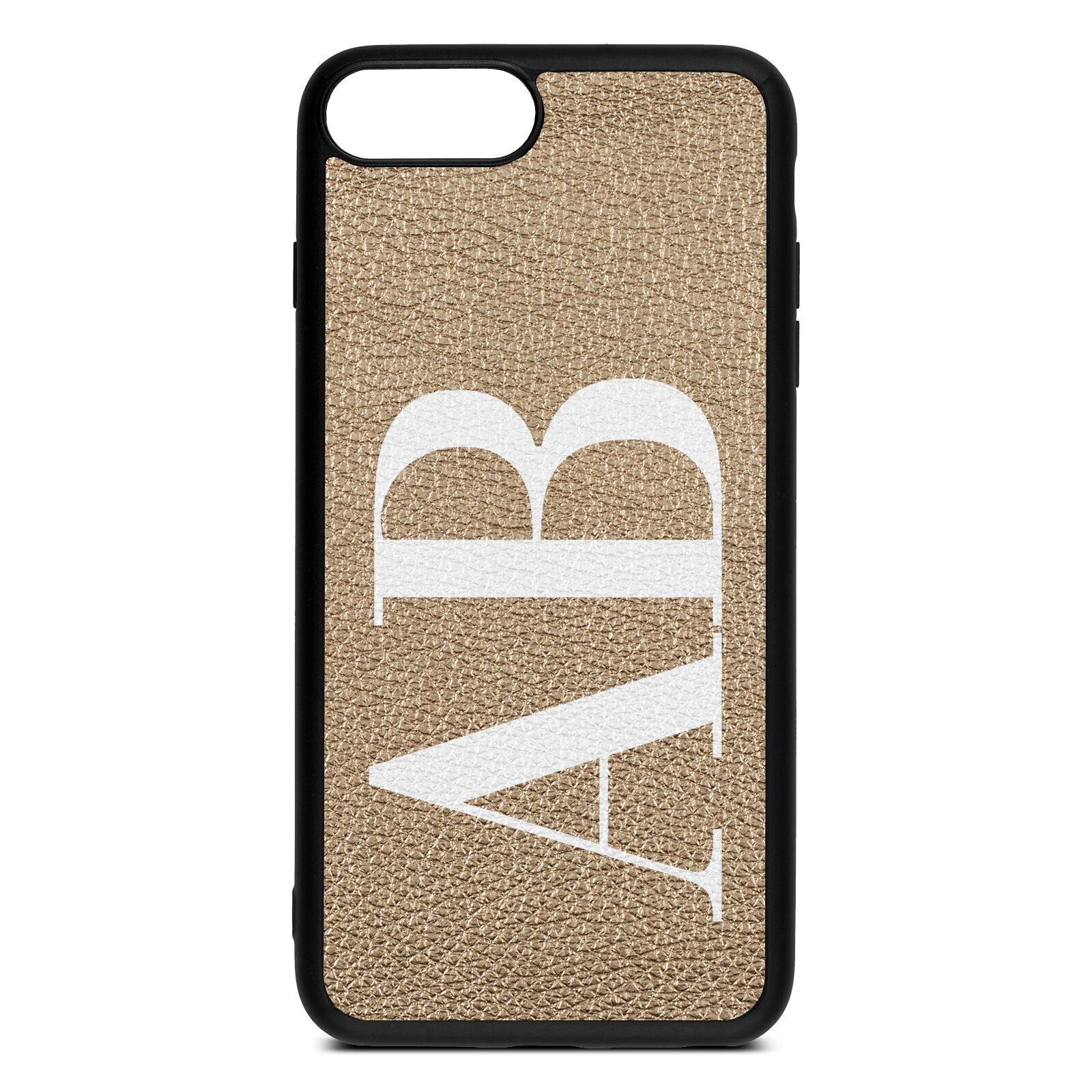 Personalised Bold Font Gold Pebble Leather iPhone 8 Plus Case