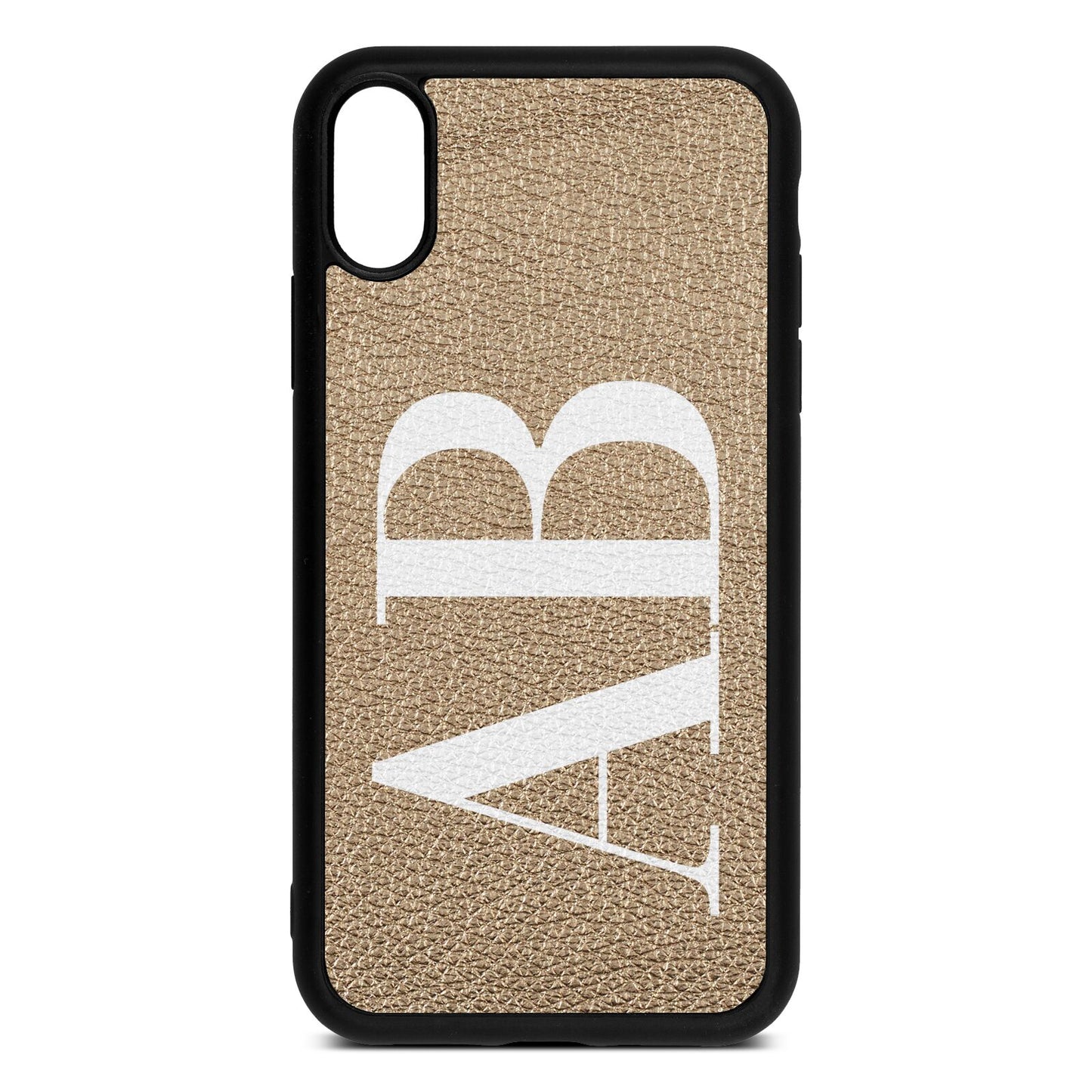 Personalised Bold Font Gold Pebble Leather iPhone Xr Case